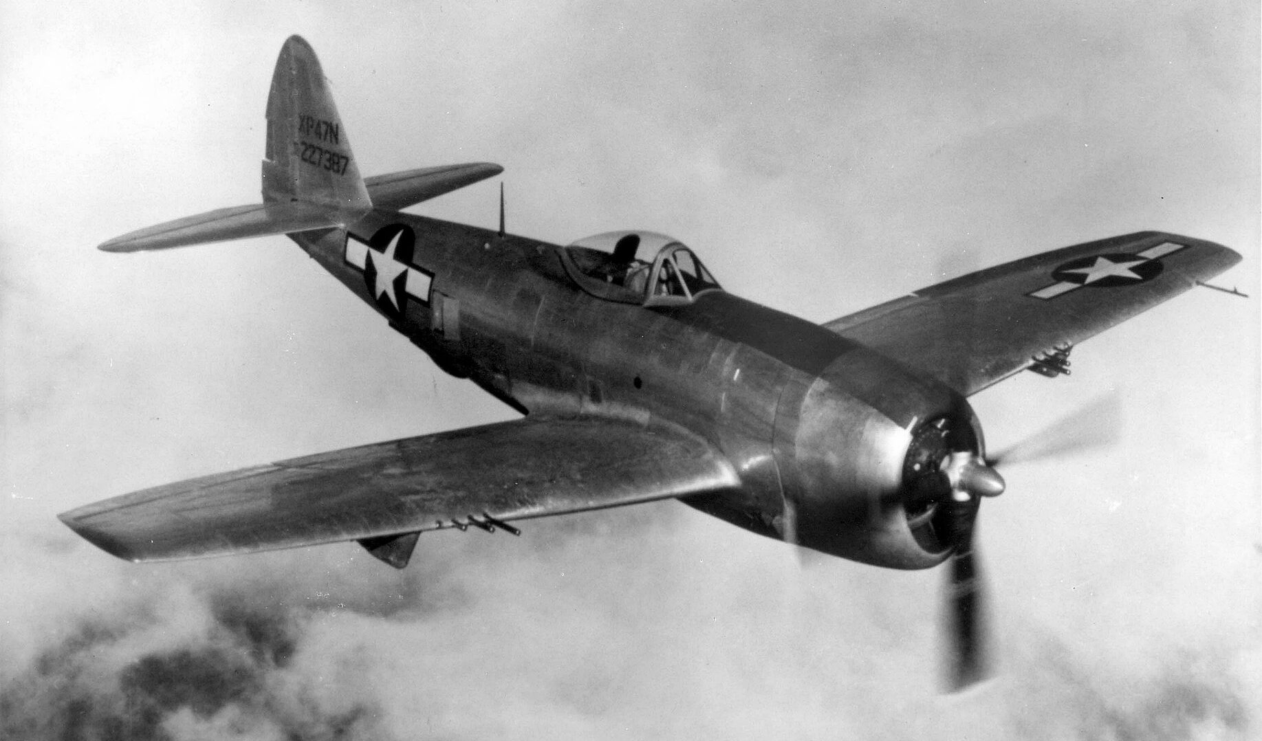 Used as both a high-altitude escort fighter and a low-level fighter-bomber, the P-47 quickly gained a reputation for ruggedness. Its sturdy construction and air-cooled radial engine enabled the Thunderbolt to absorb severe battle damage and keep flying. 