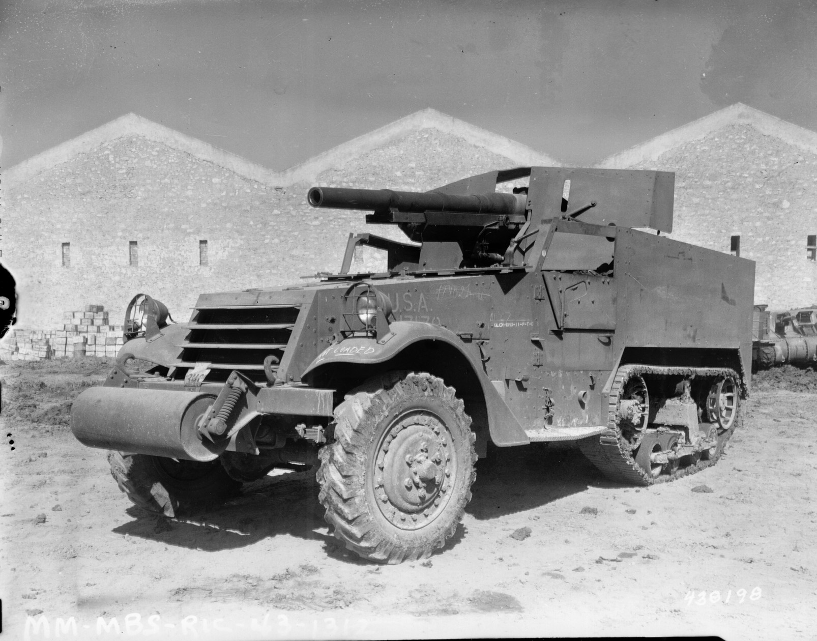 Before the M10 could be produced in numbers, the Army relied on the M3 Motor Gun Carriage, shown here in North Africa, April 1943. It was basically a French 75mm howitzer mounted on a half-track. The M3 was extremely vulnerable to enemy fire.