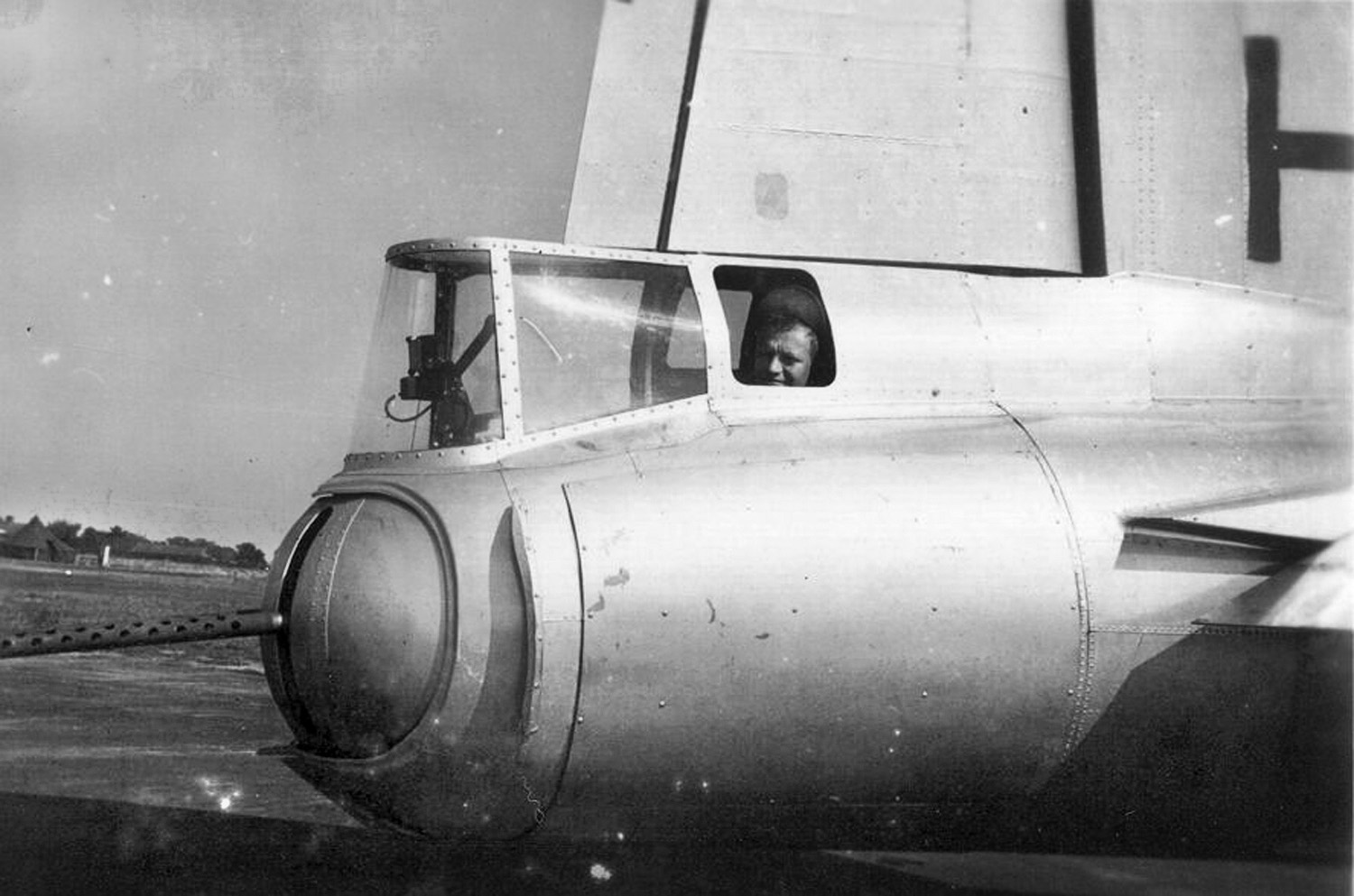 Tail gunner Bruce Richardson in his “office” at the end of a B-17. He survived 35 missions and recalled that Merseburg had over 1,000 AA guns. 