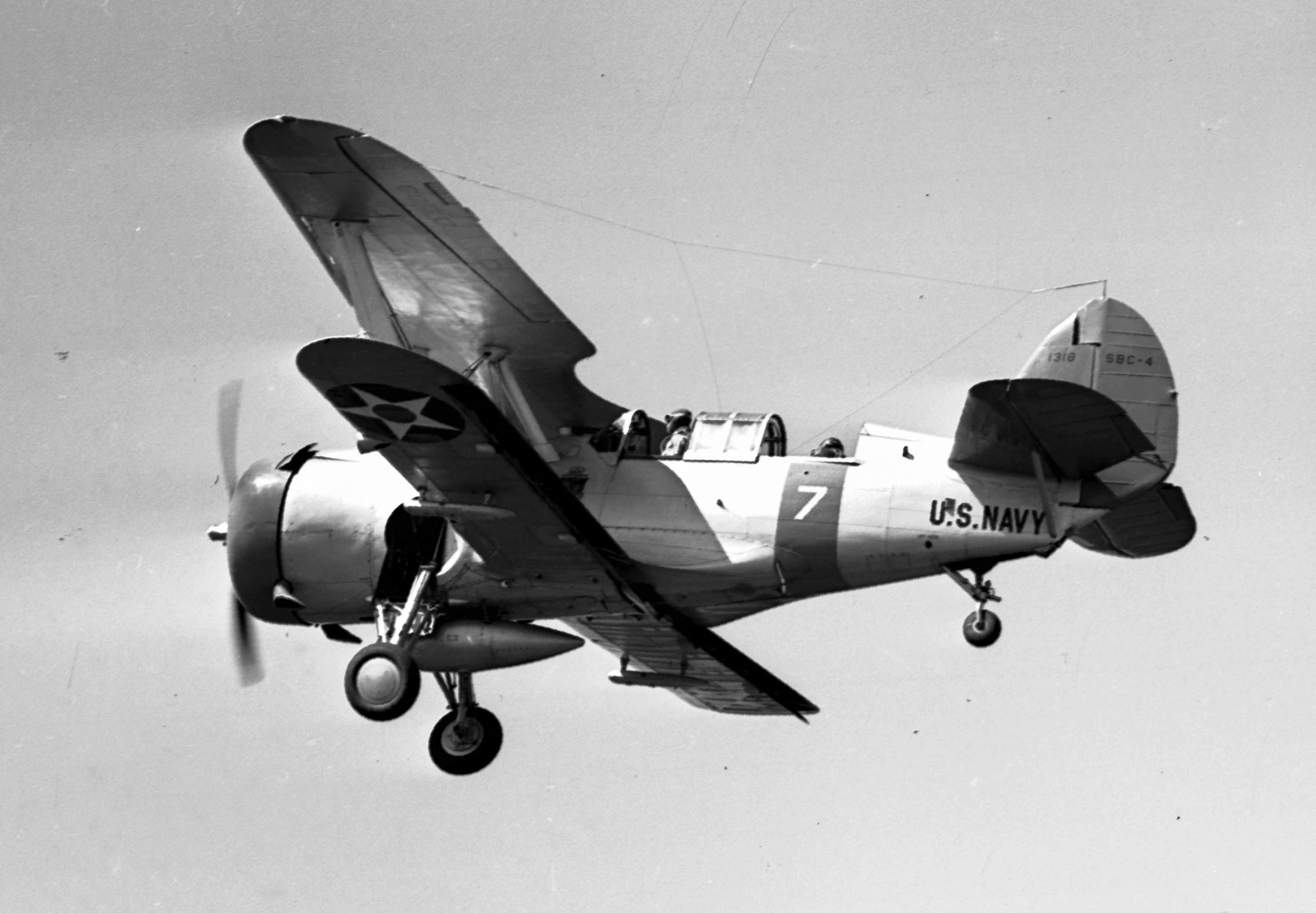 A Curtiss SBC-4 scout-bomber, the last biplane operated by the U.S. military, was also known as the Helldiver. It was obsolete even before the war began. 