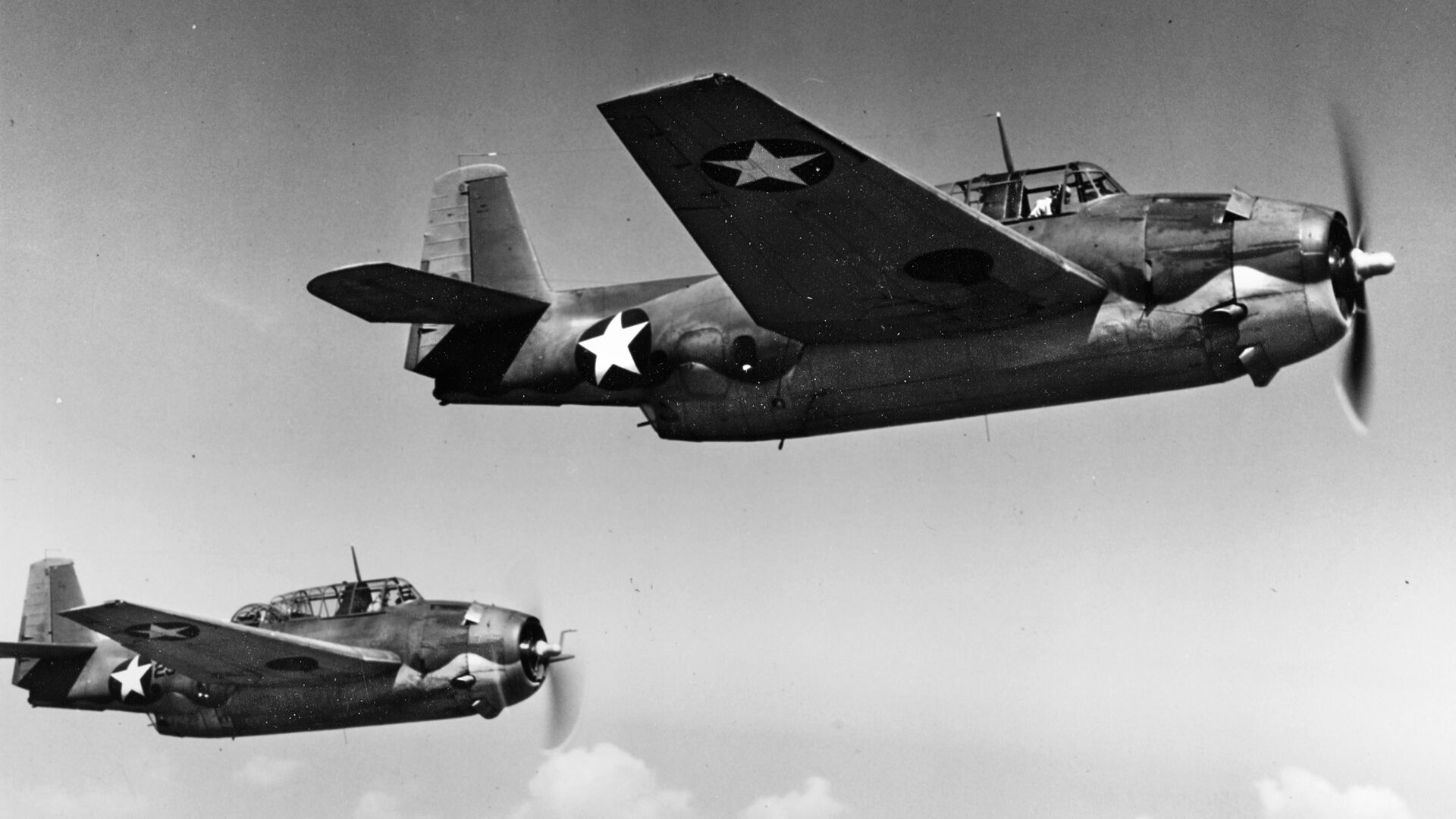 TBF-1 Avenger torpedo bombers (ABOVE) and Grumman F4F Wildcat fighters were the American workhorses during the battle.