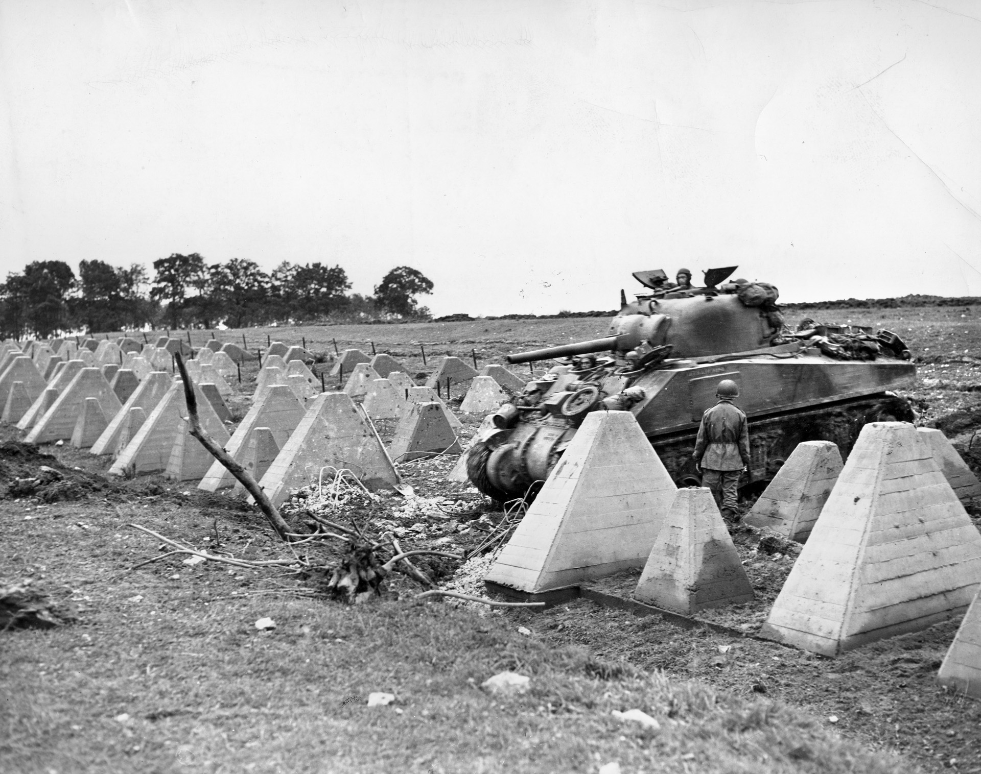 The Germans built formidable anti-tank obstacles called “dragon’s teeth” along their western border with France and Belgium, but the concrete barriers barely slowed American forces on their drive into the heart of the Third Reich.