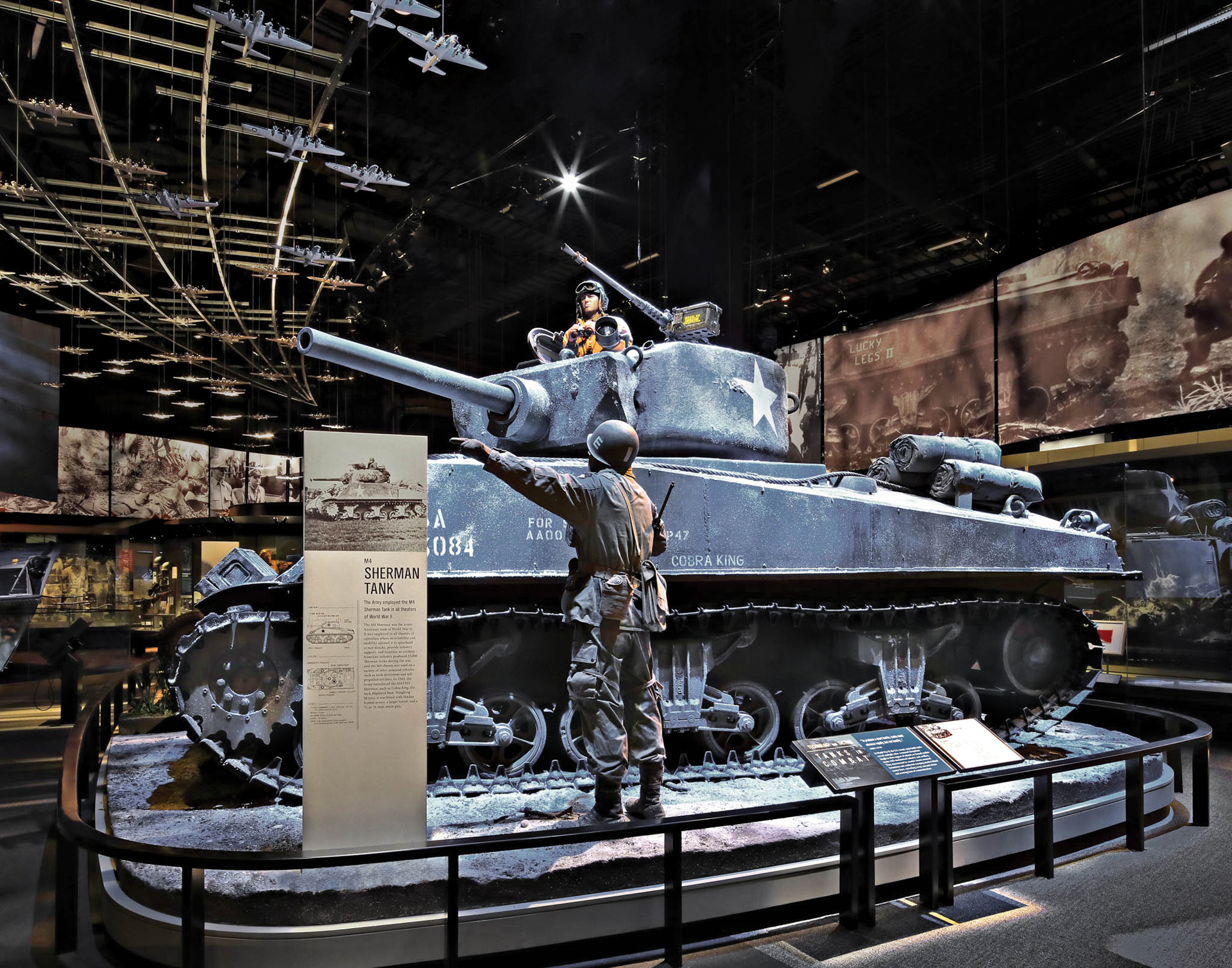 The M4 Sherman tank was the iconic American tank of World War II. 1st Lt. Charles P. Boggess, commanding officer of Company C, 37th Tank Battalion, led the attack from atop Cobra King—now in the Global War Gallery. 