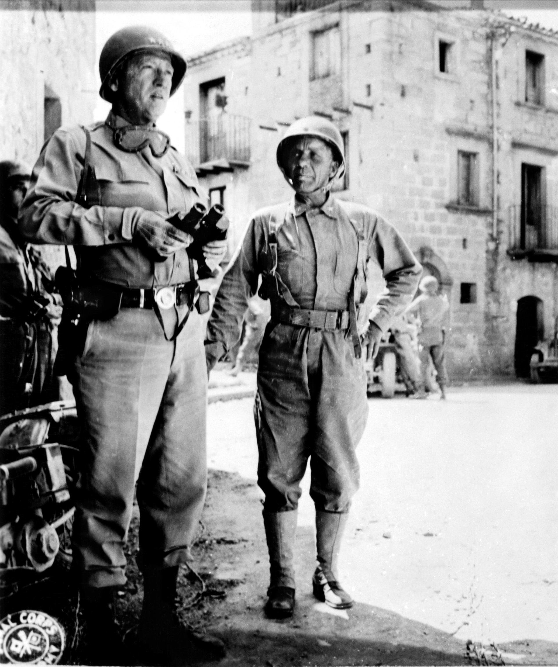 Patton examines the front with Brigadier General Teddy Roosevelt Jr., the assistant commander of the 1st Infantry Division and the son of the twenty-sixth president. With his beachhead secure, Patton could now focus on capturing the rest of Sicily. 