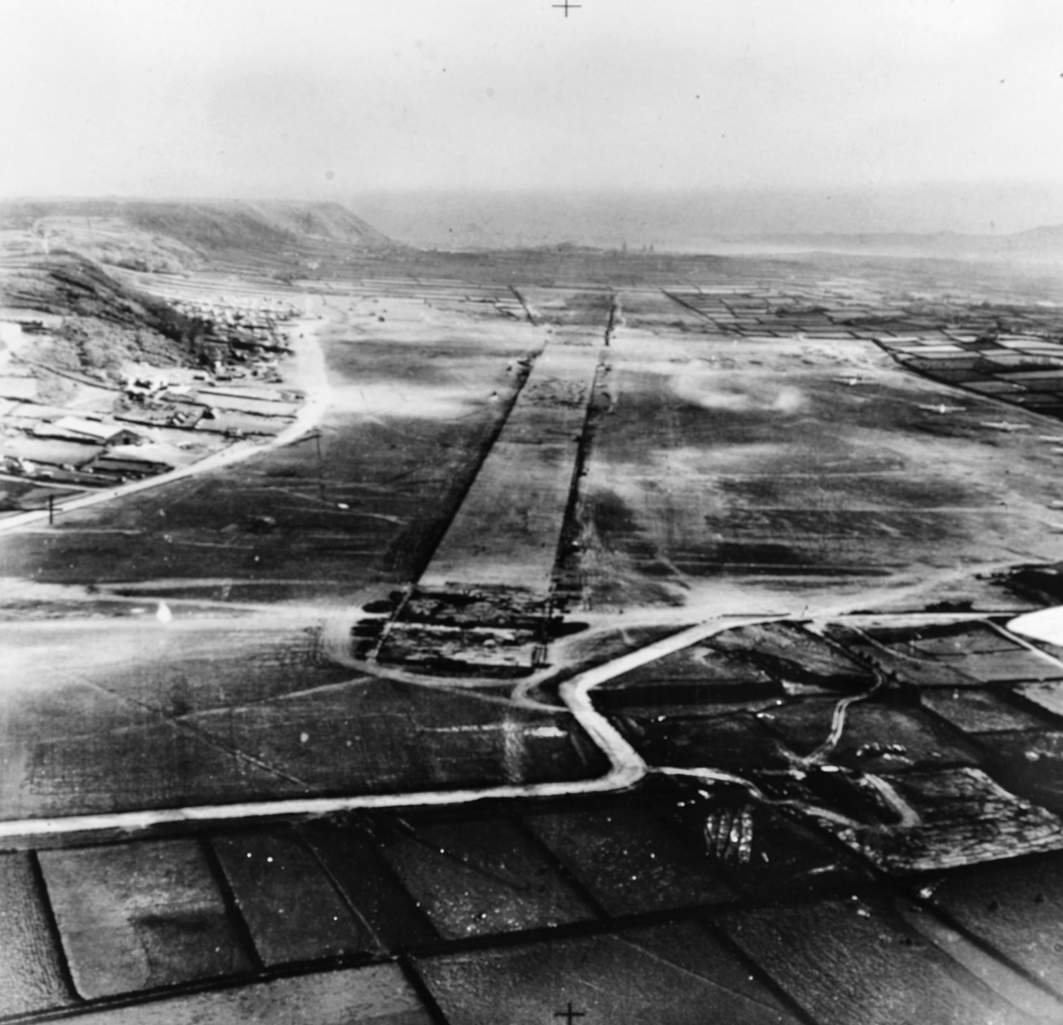 Constructed on Terciera Island in the Azores, Lagens Field, shown here in 1943, was the tactical hub for Allied aircraft deployment in the area of the Atlantic where a treacherous gap had once existed, allowing German U-boats to prowl almost at will in their hunt for Allied convoys.