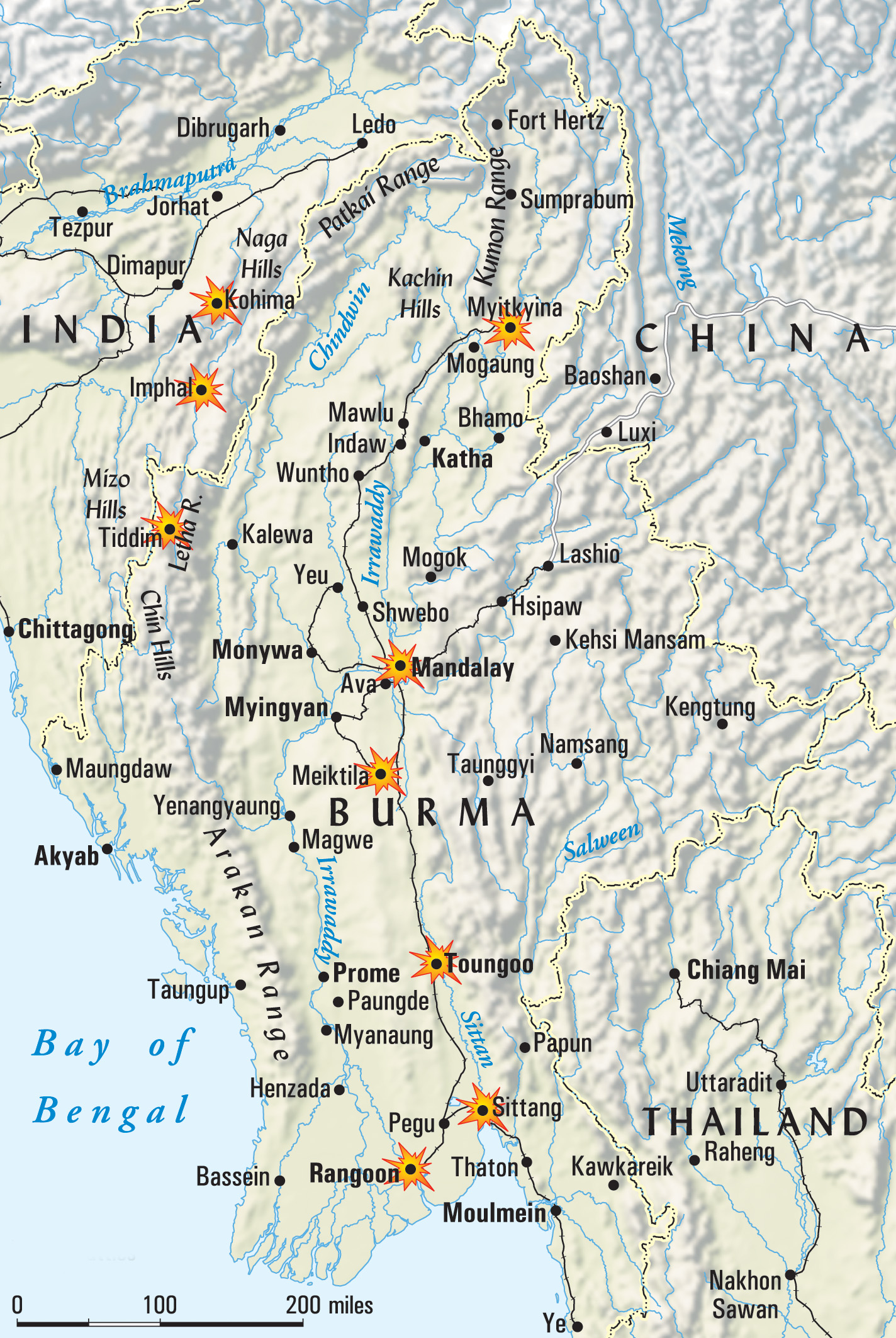 Allied forces were driven out of Burma in the spring of 1942 but reorganized and mounted successful offensive actions that recovered the initiative and compelled the Japanese to surrender.