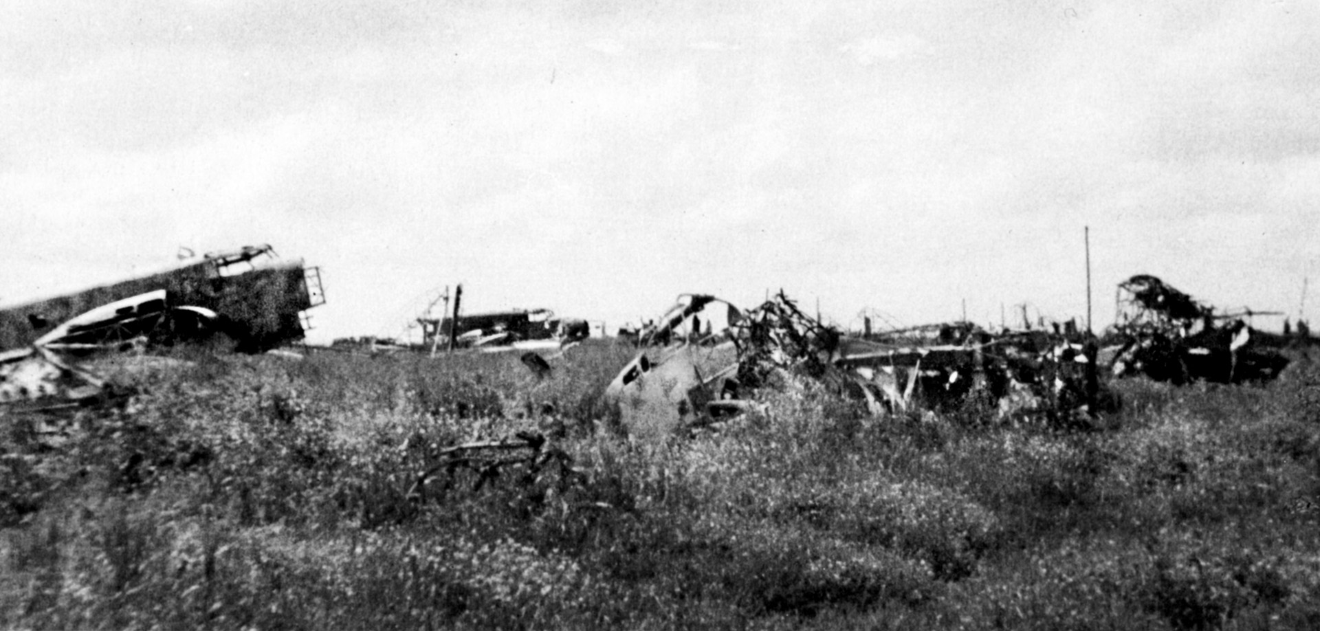 The Italian airfield at Barce, Libya, is littered with wrecked aircraft and equipment after an SAS raid. The SAS severely hampered Axis logistics and offensive operations with deep penetration raids behind enemy lines.