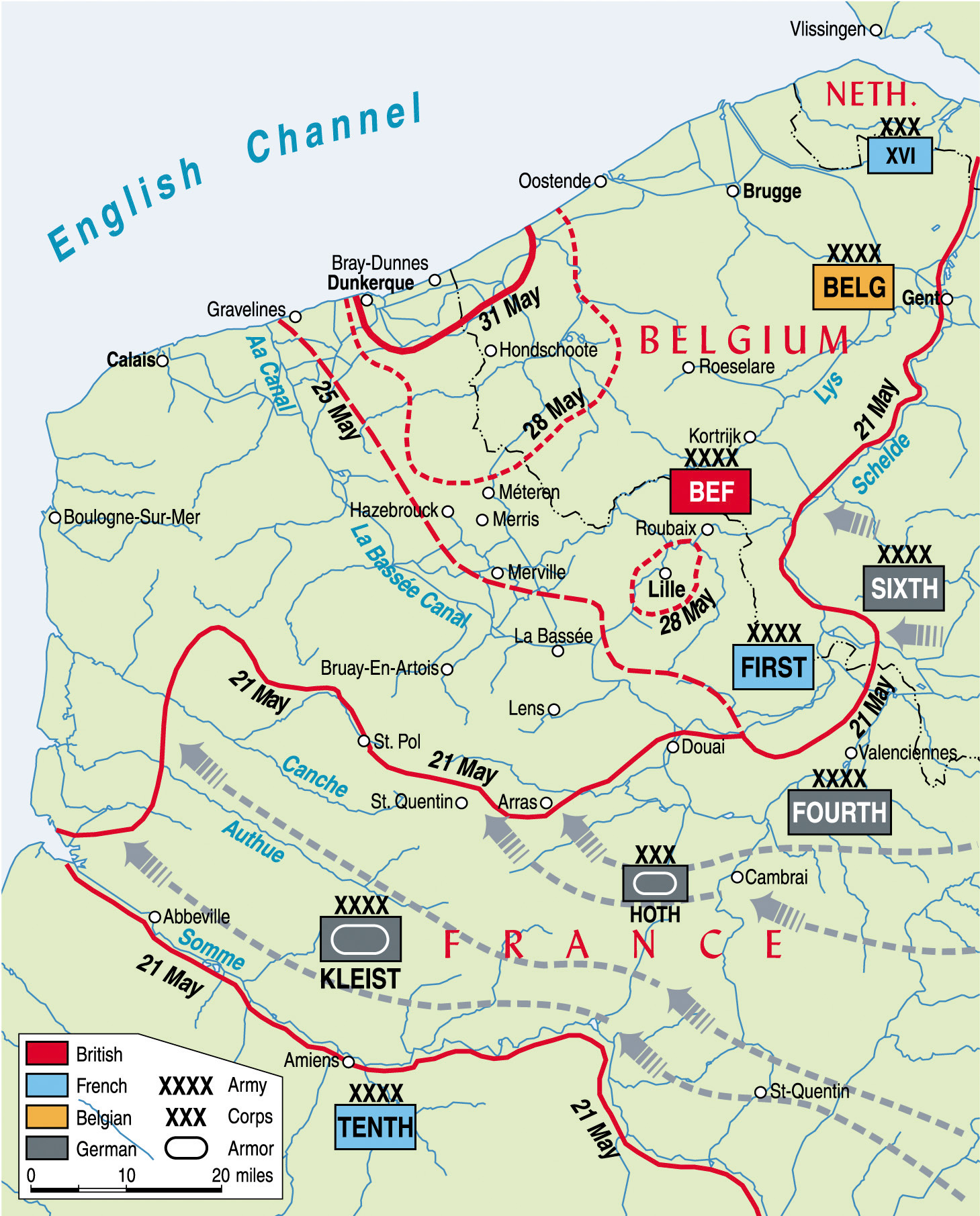 The rapid German onslaught across France in the spring of 1940 trapped the soldiers of the British Expeditionary Force and many French troops at the English Channel port of Dunkirk.