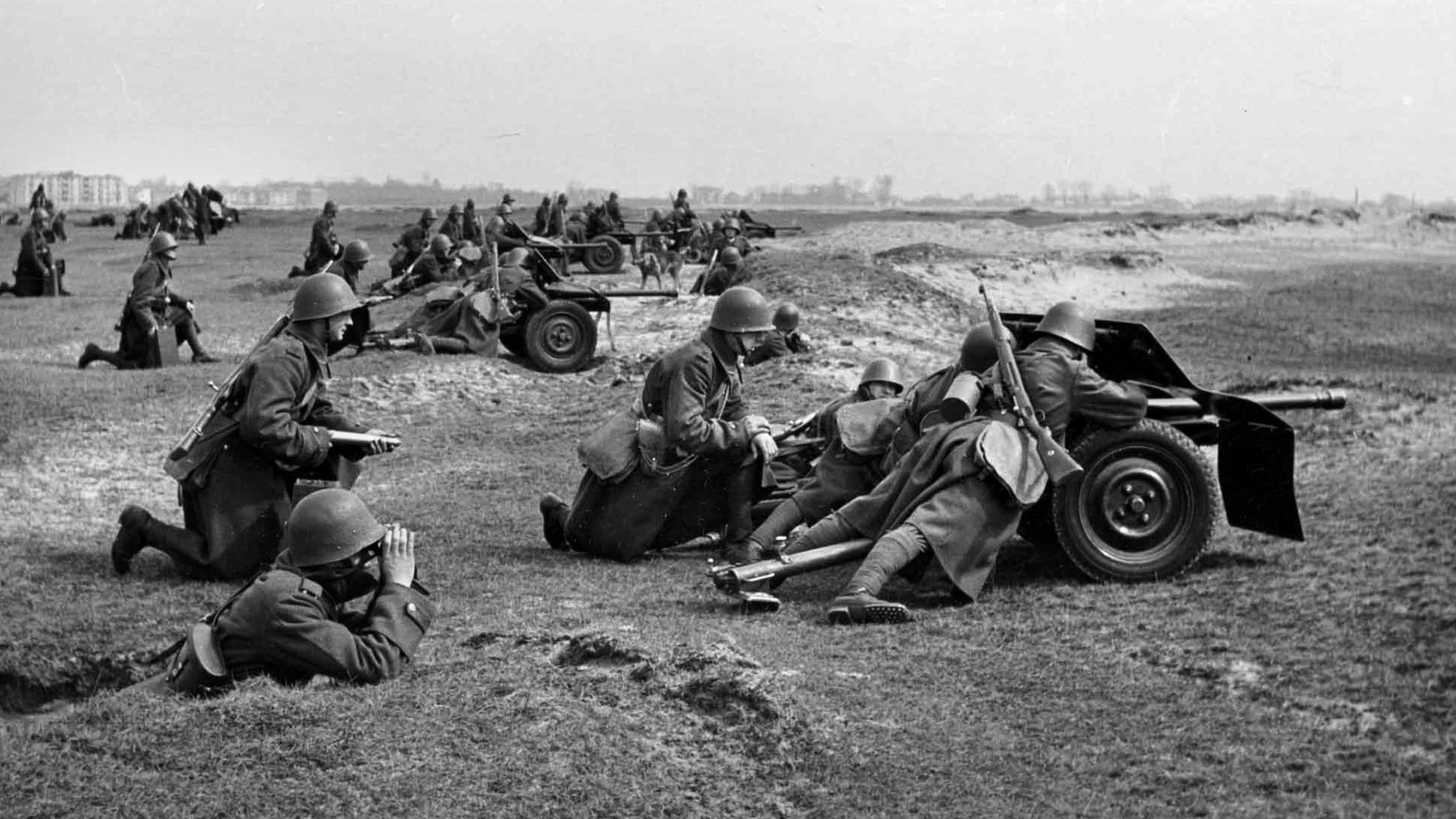Polish troops engage in field exercises in April 1939, just five months before the Nazi invasion of their country and the outbreak of World War II. Some Poles initially thought the Soviet Army was there to help them.