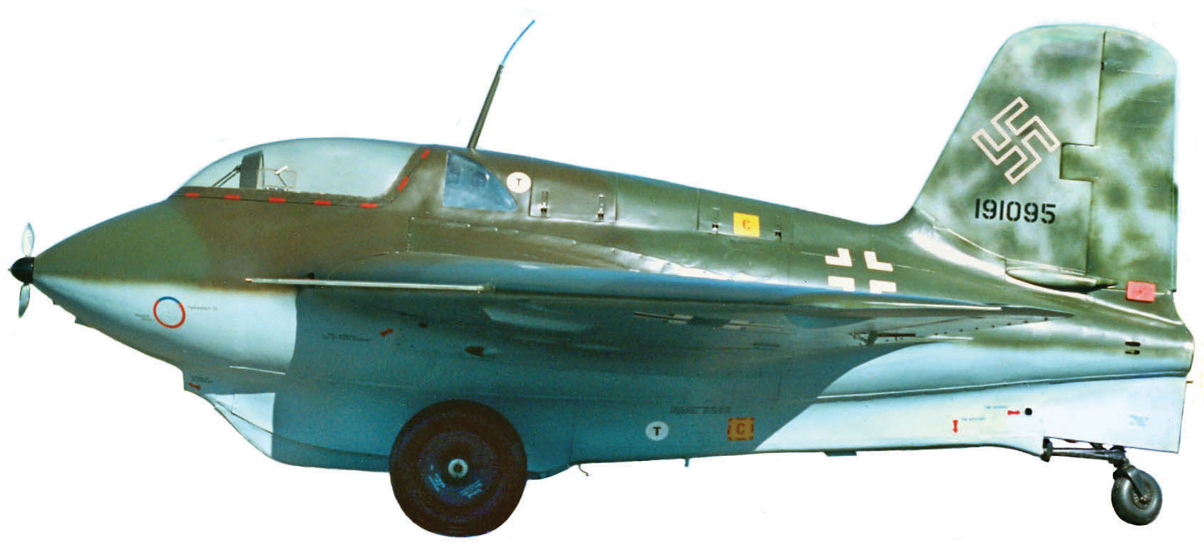 This side view of the Me-163B in the Air Force collection gives some perspective on the diminutive size of the aircraft.  