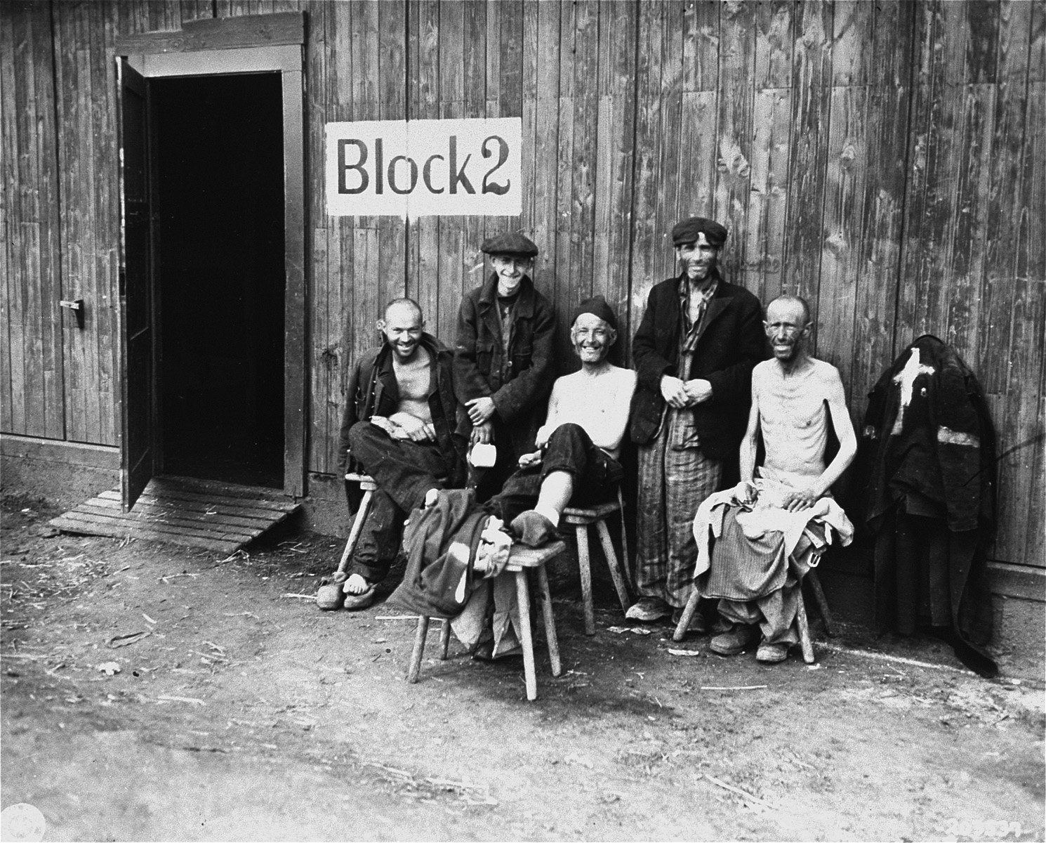 Five emaciated and ill Jewish prisoners, recently liberated from Hanover-Ahlem concentration camp, reveal the level of mistreatment they received at the hands of their Nazi captors. 