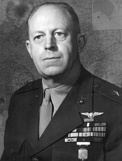 Lieutenant Colonel Merritt A. “Red Mike” Edson, led the Marine defense against the Japanese counterattack on Guadalcanal at Bloody Ridge. 