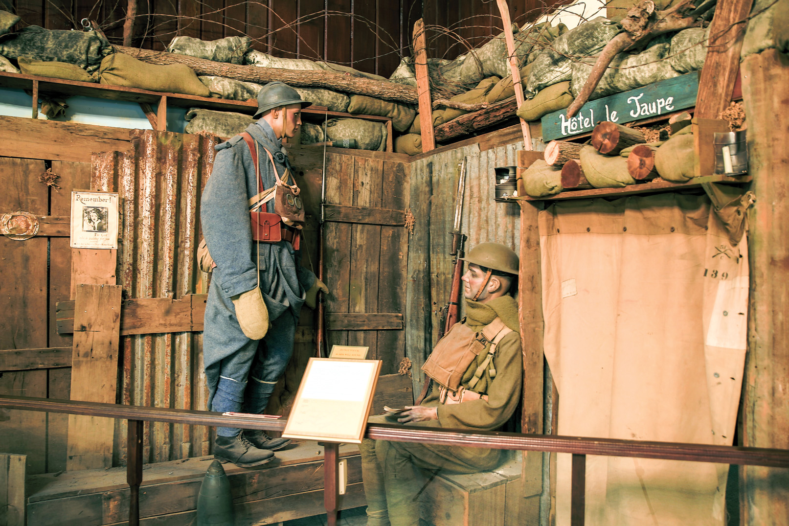 Packed into the 27,000 sq. ft. of exhibit space is this full-size diorama of a WWI trench scene depicting what life was like “at the front.” 