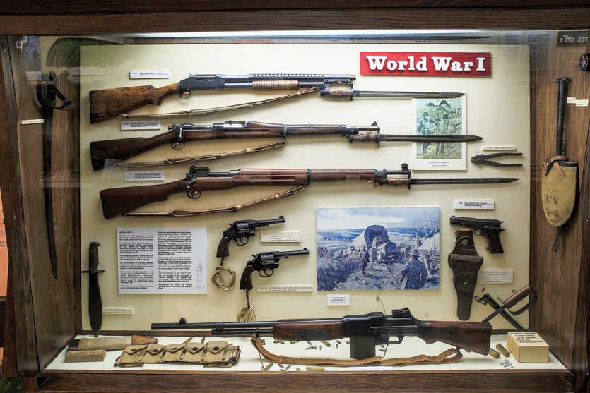 Two display cases from the Reaves Military Firearms Collection––one of the largest and most extensive assemblage of weaponry from the American Revolution to Desert Storm.