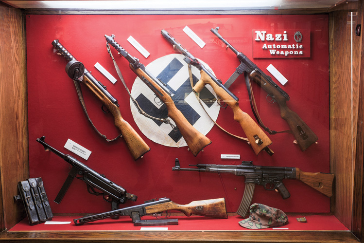 Two display cases from the Reaves Military Firearms Collection––one of the largest and most extensive assemblage of weaponry from the American Revolution to Desert Storm.