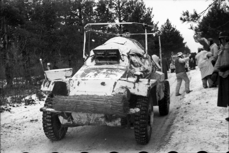 An Sdkfz.261 light armored radio vehicle in Russia in 1941. Scouting vehicles were an integral part of the reconnaissance battalions of panzer and motorized regiments in World War II.