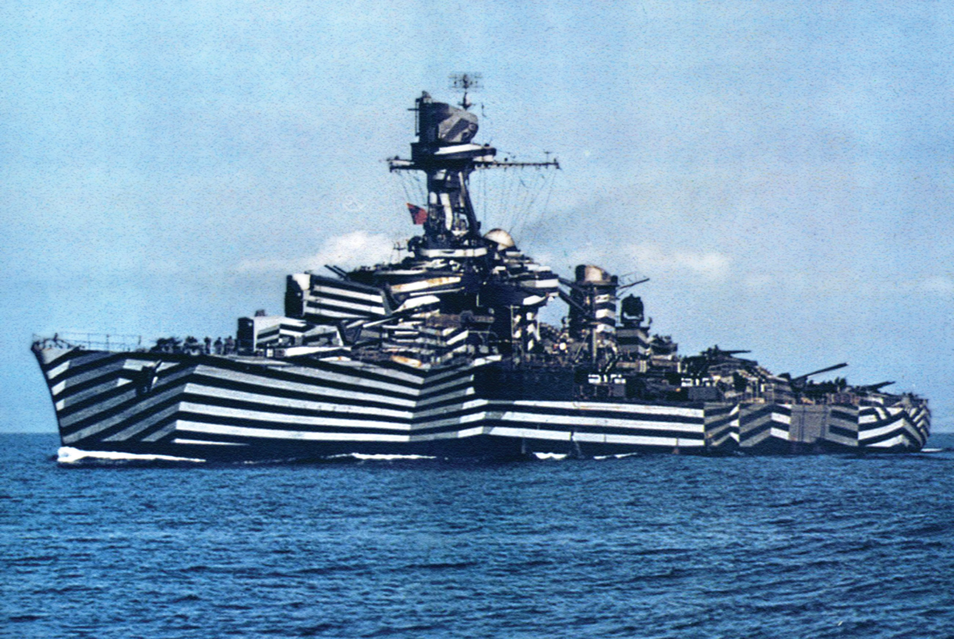 French cruiser Gloire was photographed in 1943 with dazzle camouflage.