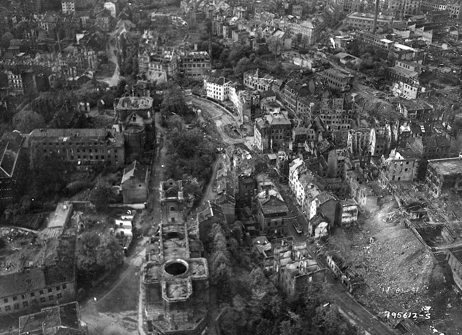An aerial photograph of Aachen snapped during an overflight on October 24. Charlemagne was crowned in the domeless cathedral in the foreground. 