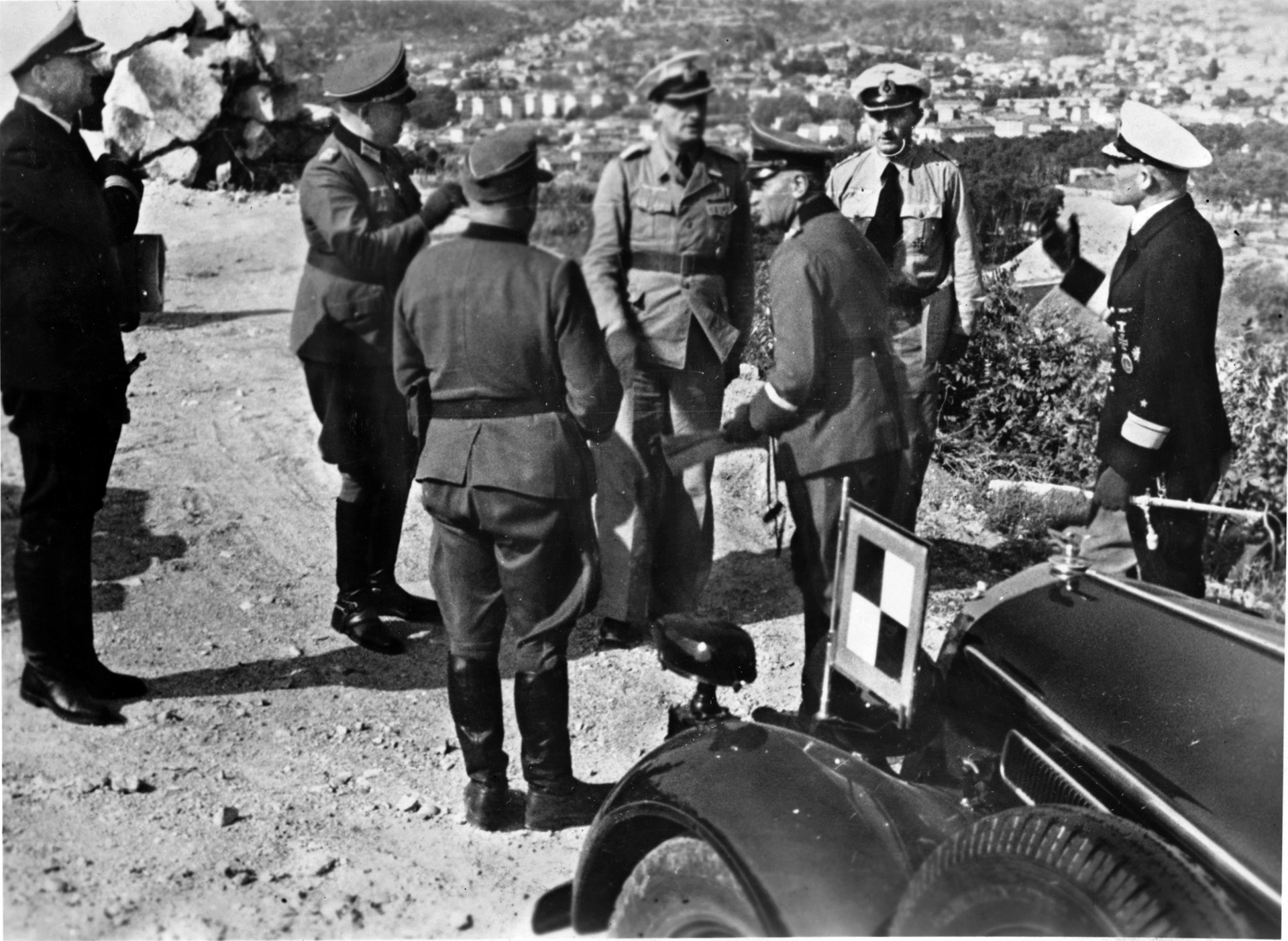 Major General Johannes Blaskowitz (center) inspects coastal defenses in southern France in June 1944, two months before the Allied landings in the area.
