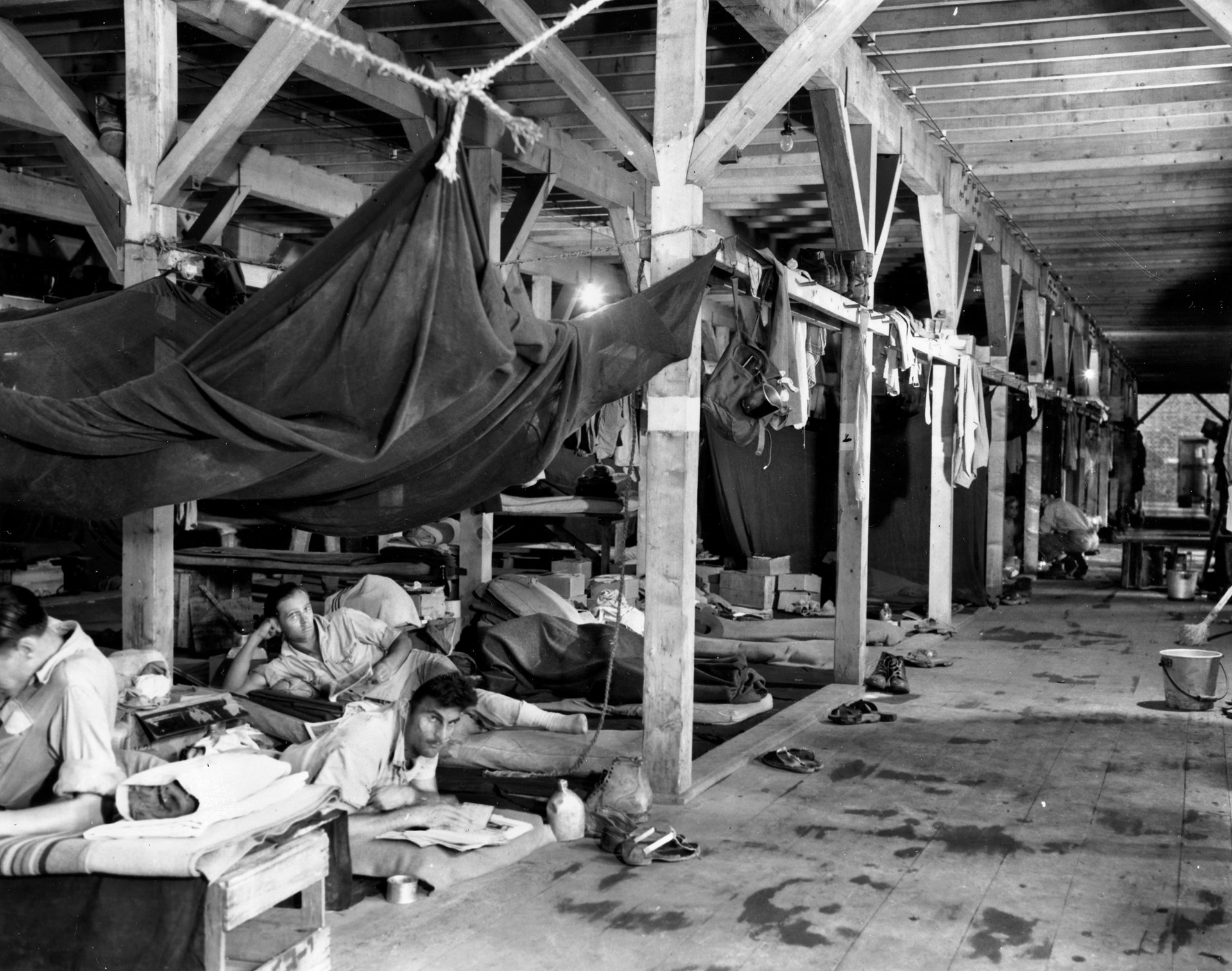 Interior of a barracks at the Mukten POW camp, where Americans like Galbraith and Wainwright were held. 