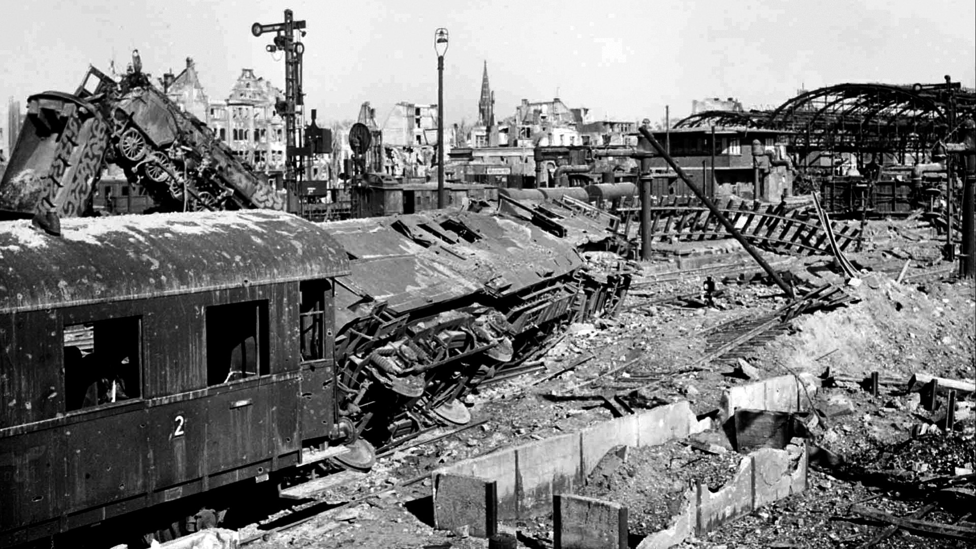 The rail hub of Münster was a frequent target for Allied bombers during World War II, as this April 1945 photo shows. The last air raid against Münster occurred on March 25, 1945.