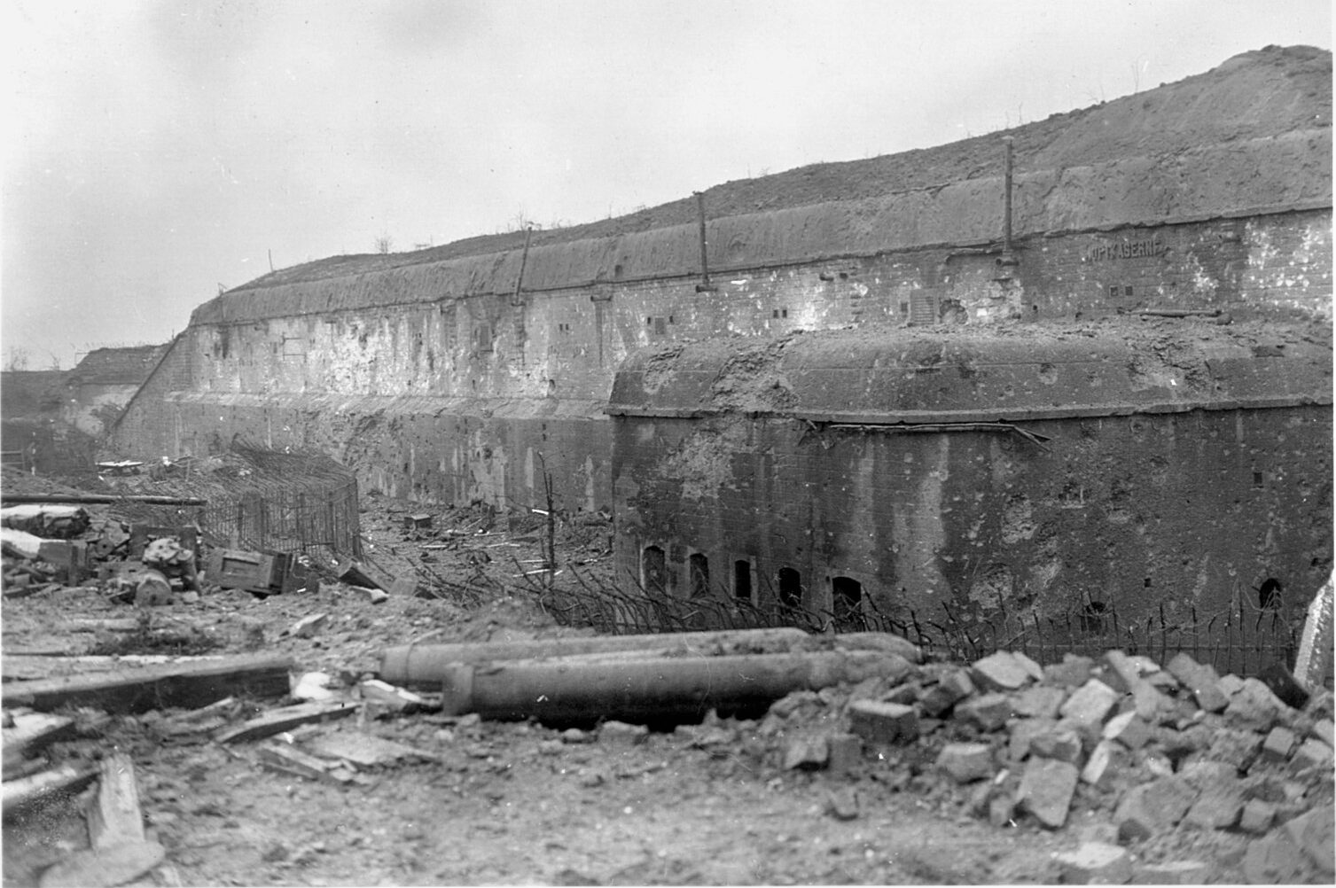 After the battle, the reinforced concrete walls of Fort Driant show the effects of shells and bombs but have not been breached. The fort did not fall until December 8, 1944.