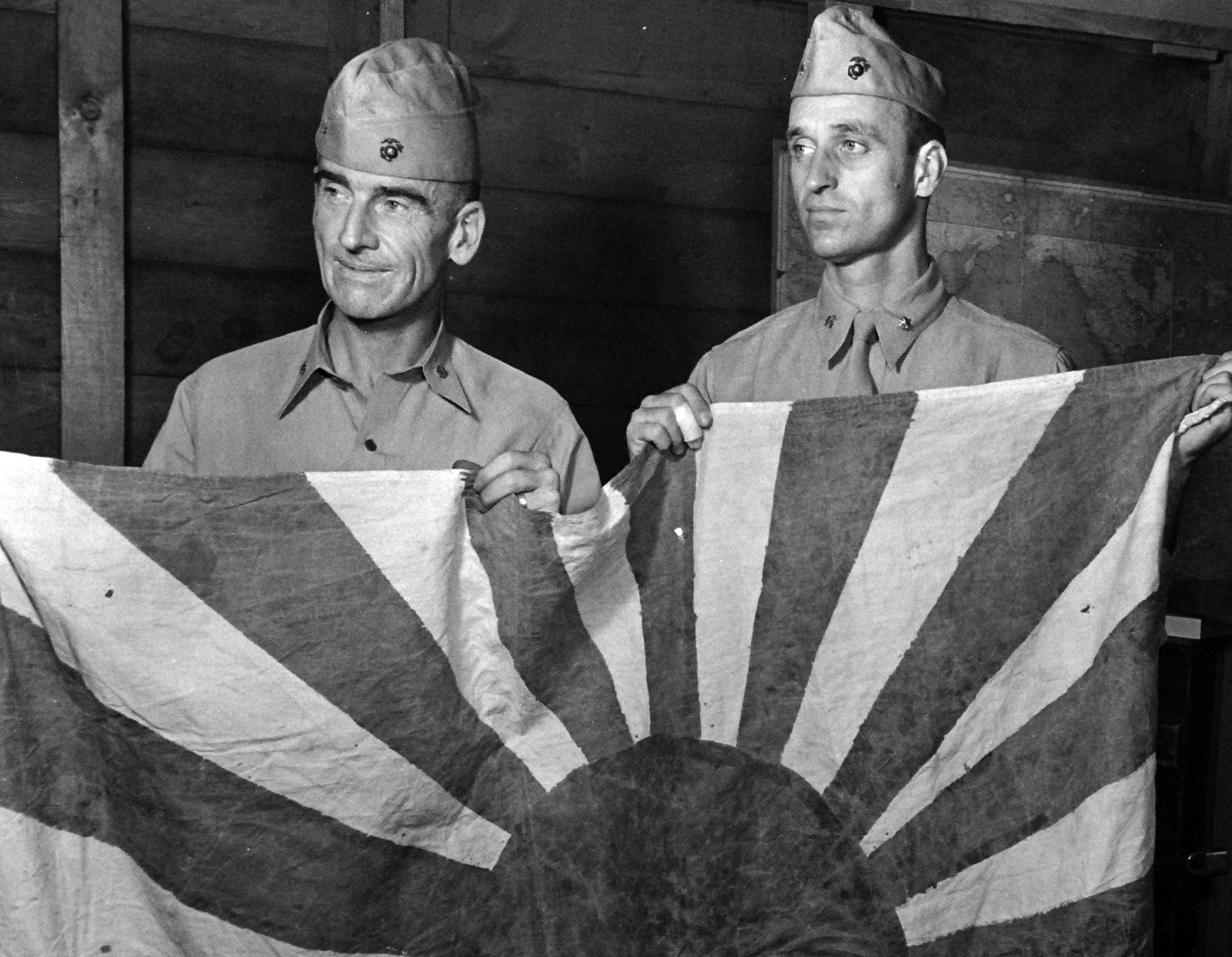 Marine officers Evans F. Carlson and James Roosevelt, son of President Franklin D. Roosevelt, led the 2nd Marine Raider Battalion on a daring raid against the Japanese garrison on the Pacific atoll of Makin. 