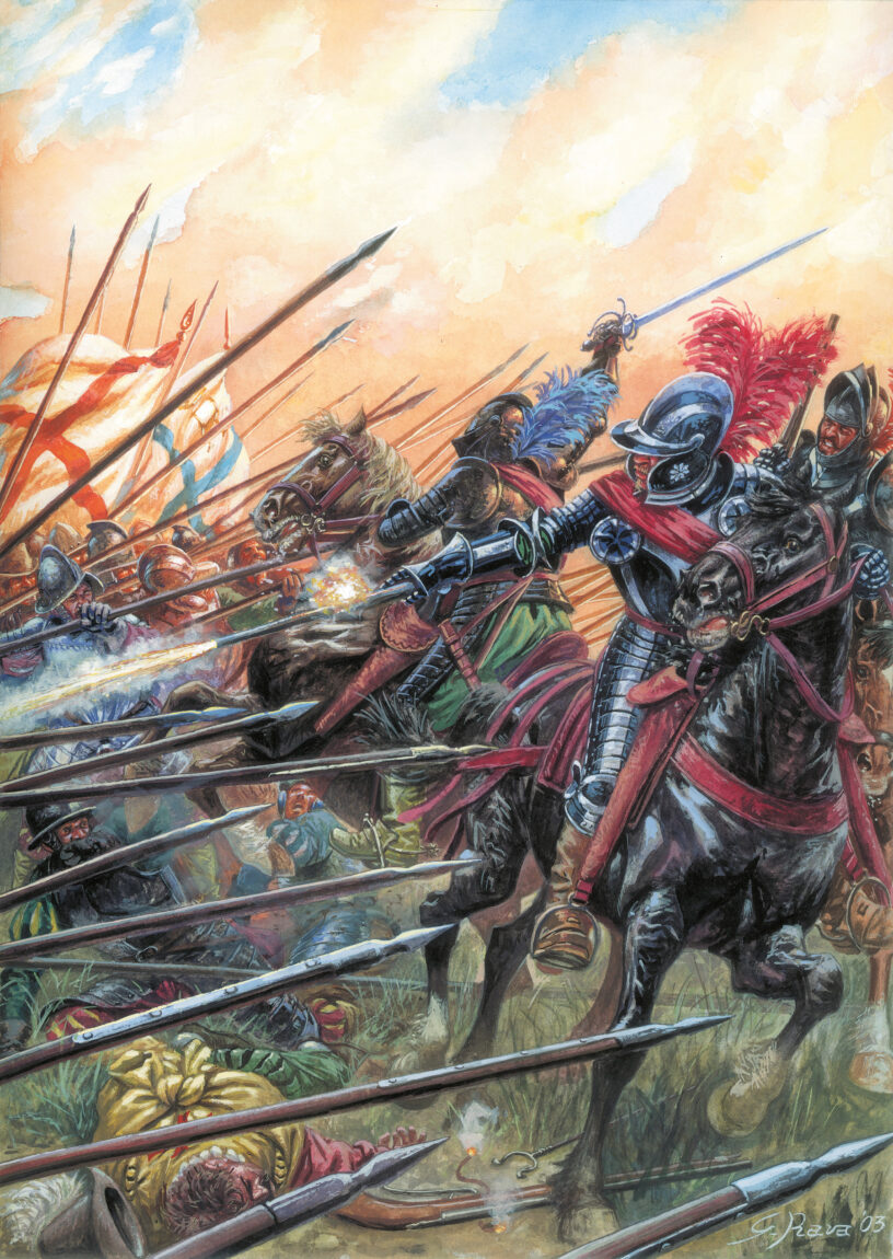 Henry IV’s cavalry employed innovative pistol and shock tactics to defeat the Catholic cavalry and pike units at Ivry.