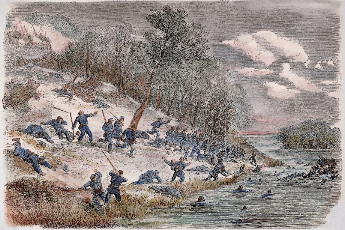 Union Captain Chase Philbrick’s men mistook a stand of trees for a Confederate encampment in a twilight reconnaissance the day before the battle.