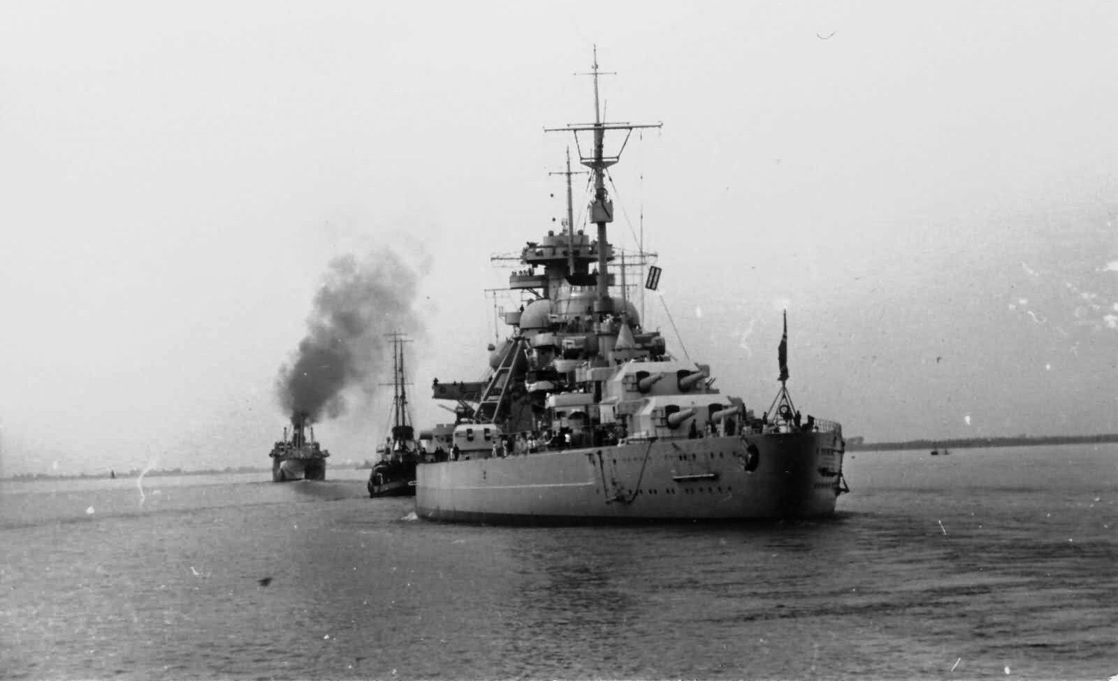 A view of the Bismarck from the stern. 