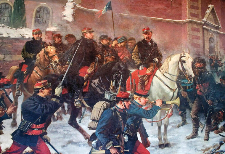 General Louis Faidherbe leads a marche regiment at a review at Bapaume on January 3, 1871. Faidherbe’s marche battalions comprised roughly 40 percent of the French Army of the North at the Battle of St. Quentin.
