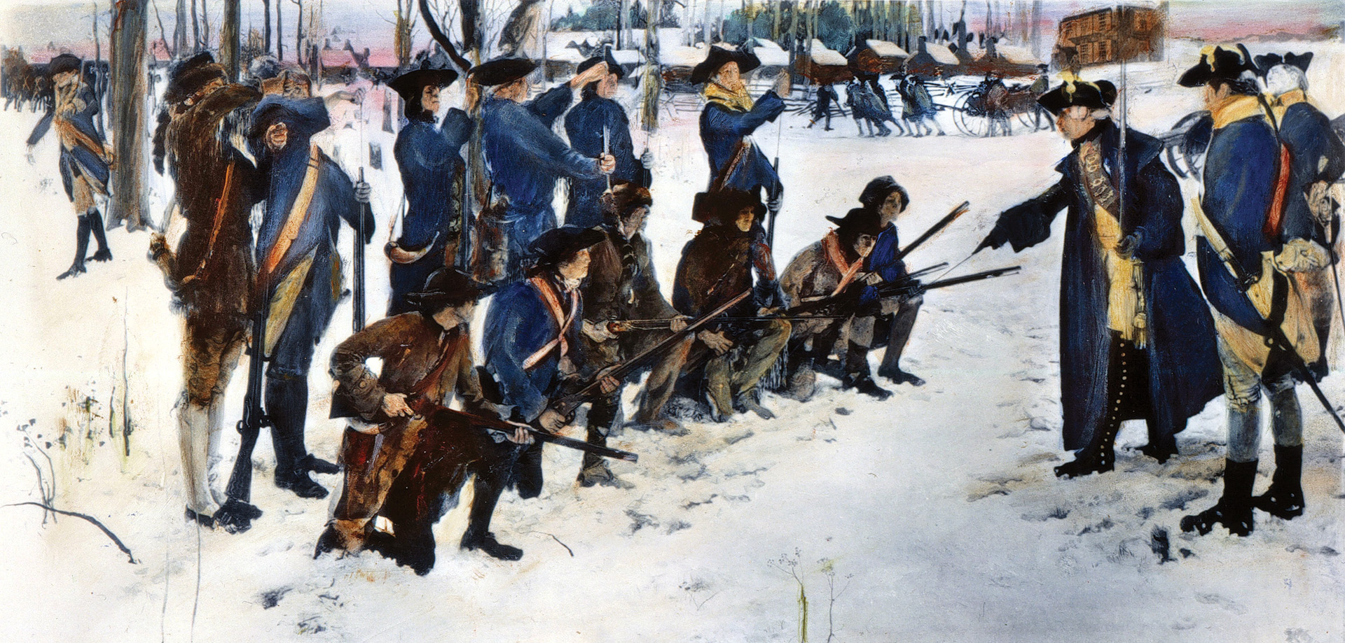 Maj. Gen. von Steuben began drilling and training Continental troops soon after his arrival on February 23, 1778. His ultimate objective was to ensure that the Continental soldiers were thoroughly competent in European methods of war. 
