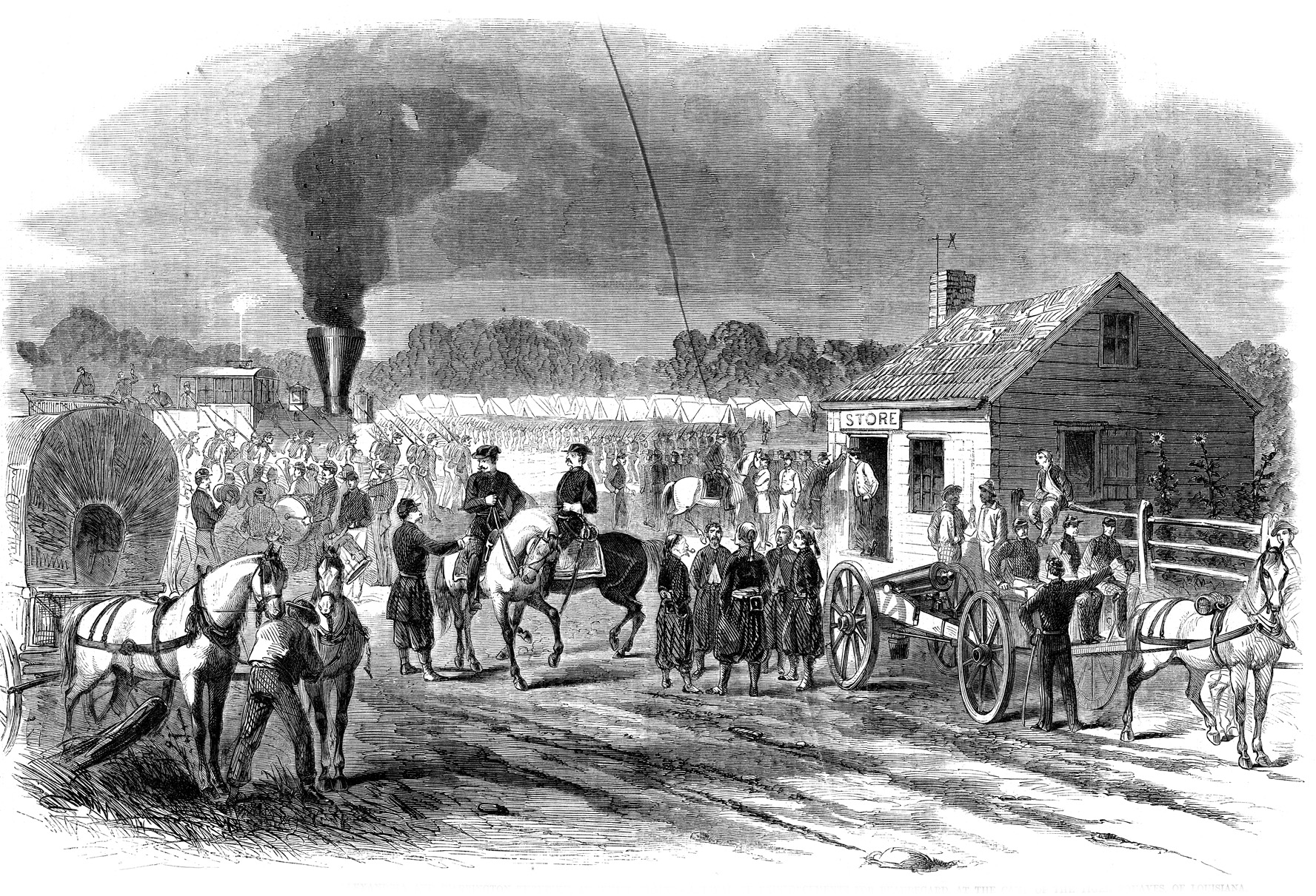 Soldiers of the Confederate Army of the Shenandoah detrain at Manassas Junction to reinforce Brig. Gen. P.G.T. Beauregard’s Confederate Army of the Potomac defending the Bull Run line. 