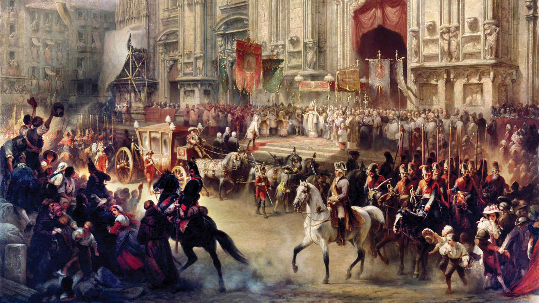 Suvorov enters Milan in triumph on April 29, 1799. When the Russian marshal advanced west into Piedmont, which was not an Austrian objective, the Austrians became suspicious of his motives. 