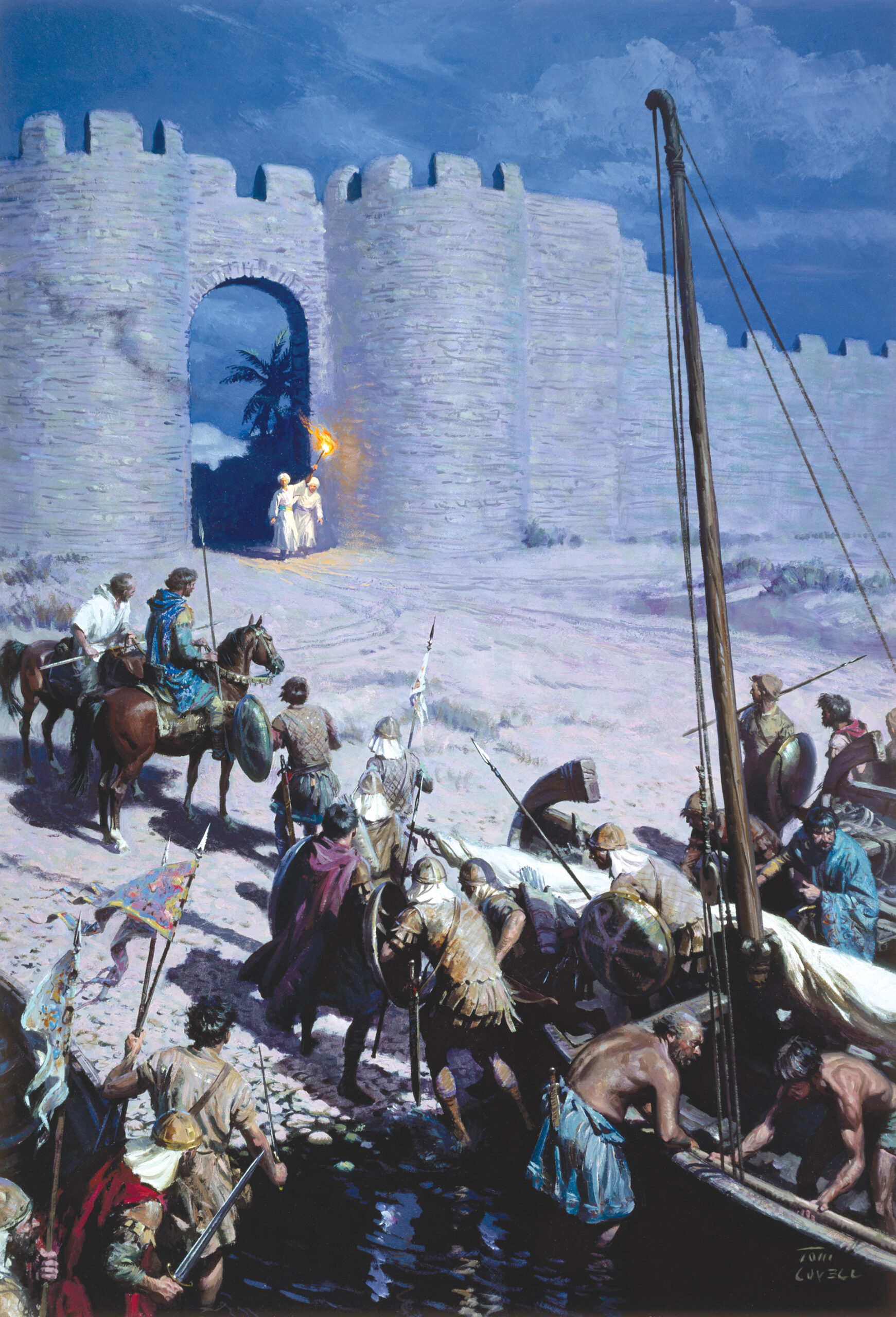 Byzantines troops are shown sneaking into Nicea on the night of June 18-19, 1097. The Franks captured the fortress at the outset of the First Crusade from the Seljuks while Sultan Kilij Arslan I was away campaigning.