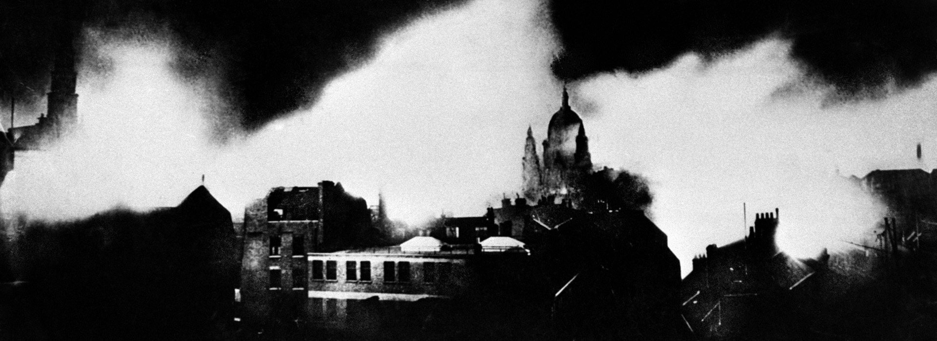 This photo was taken from the Press Association building in London on the night of May 10, 1941. It captures the British capital city in flames at the height of the heavy German bombing raid. 