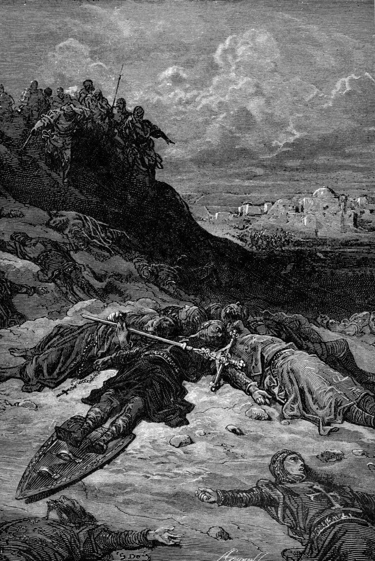 Dead crusaders litter the field at Nicopolis after the Christian army fled. Both sides sustained heavy causalities with the Turks likely suffering more.