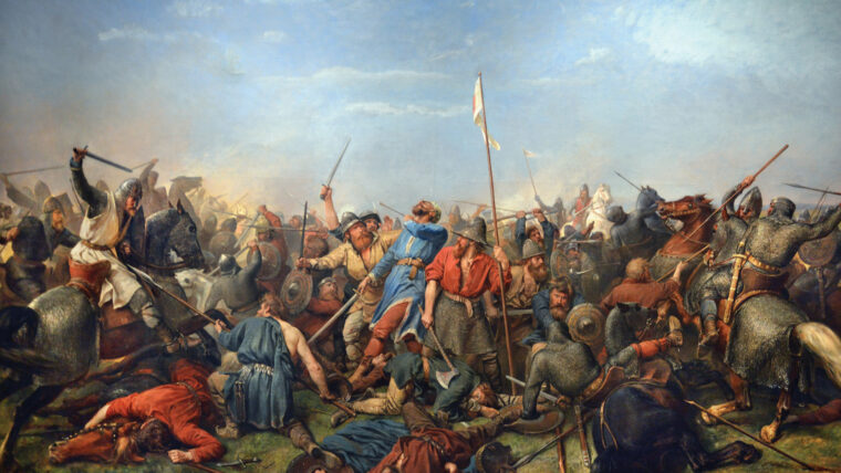 English King Harold Godwinson triumphed over Norwegian King Harald Hardrada in the close-fought Battle of Stamford Bridge in 1066. The battle marked the last time the Vikings tried to conquer England.