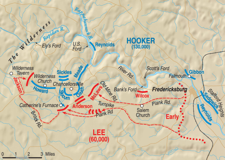  Although greatly outnumbered and stretched thin over a sprawling battleground in the Chancellorsville campaign, Confederate General Robert E. Lee’s superior skills as a military tactician enabled him to easily triumph over Union M
