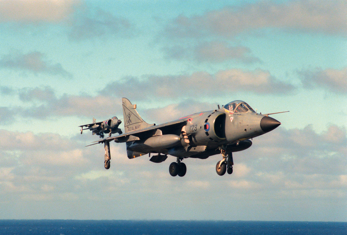Harriers from the HMS Intrepid carried out ground strikes during the battle for Mount Tumbledown.