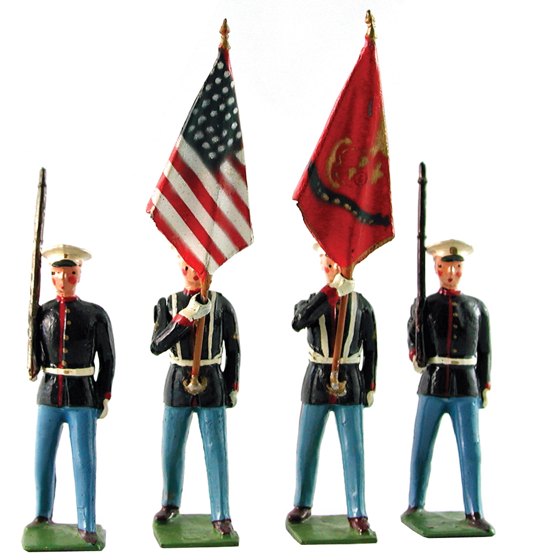 Britains’ method of hollow casting allowed for enhanced detail as demonstrated by its U.S. Marine Corps Color Guard set.