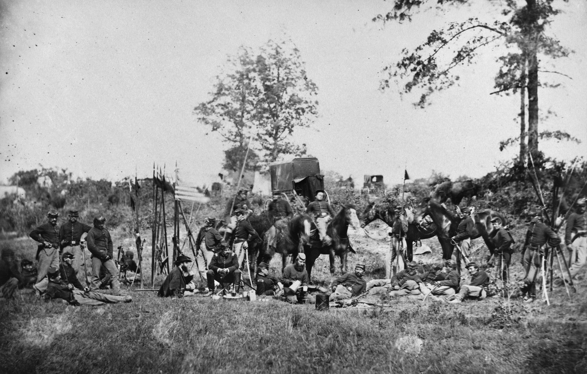 Troopers of the 6th Pennsylvania Cavalry, part of the Reserve brigade of Brig. Gen. John Buford’s First Division, photographed shortly after the battle. The regiment was in the thick of the fighting on the Union right flank. 