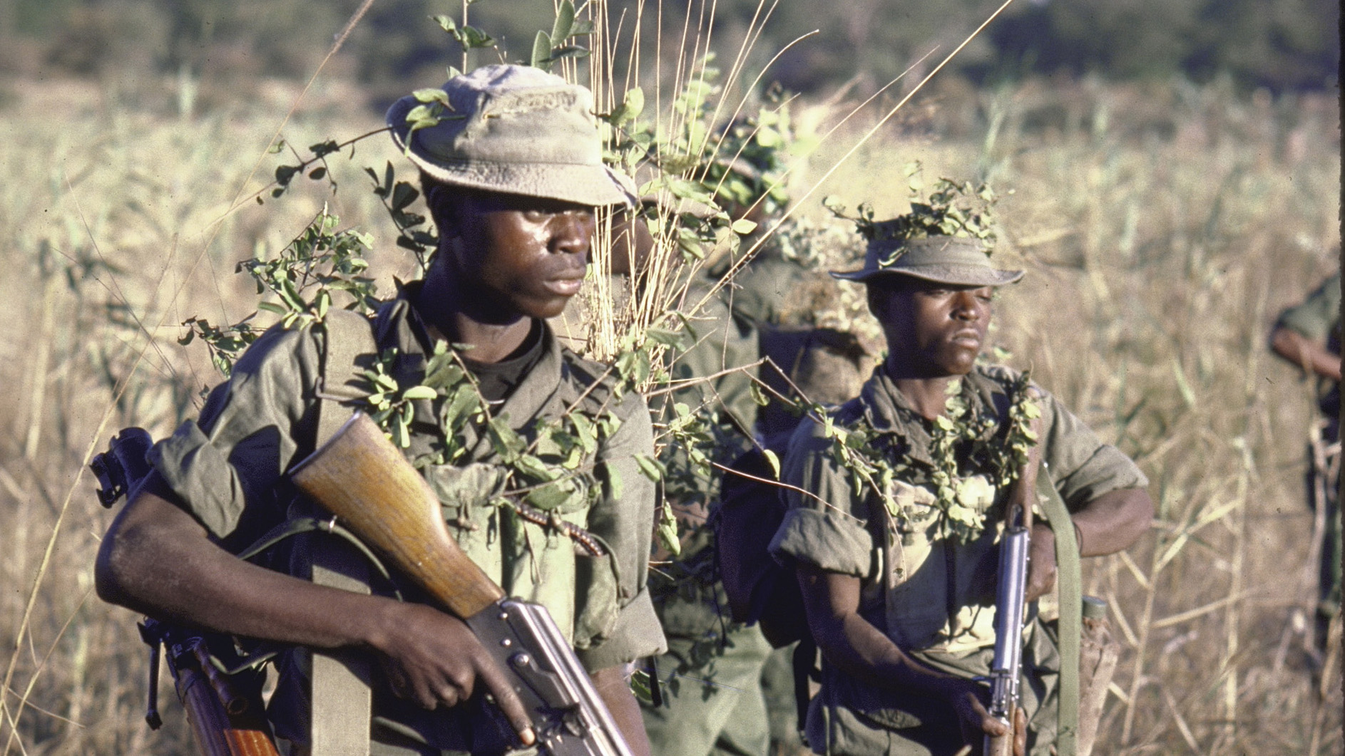 Soldiers with the pro-Western Union for the Total Independence of Angola (UNITA) on patrol during the Bush War. A communist push into southeastern Angola in 1897 triggered a major ground response from South Africa.