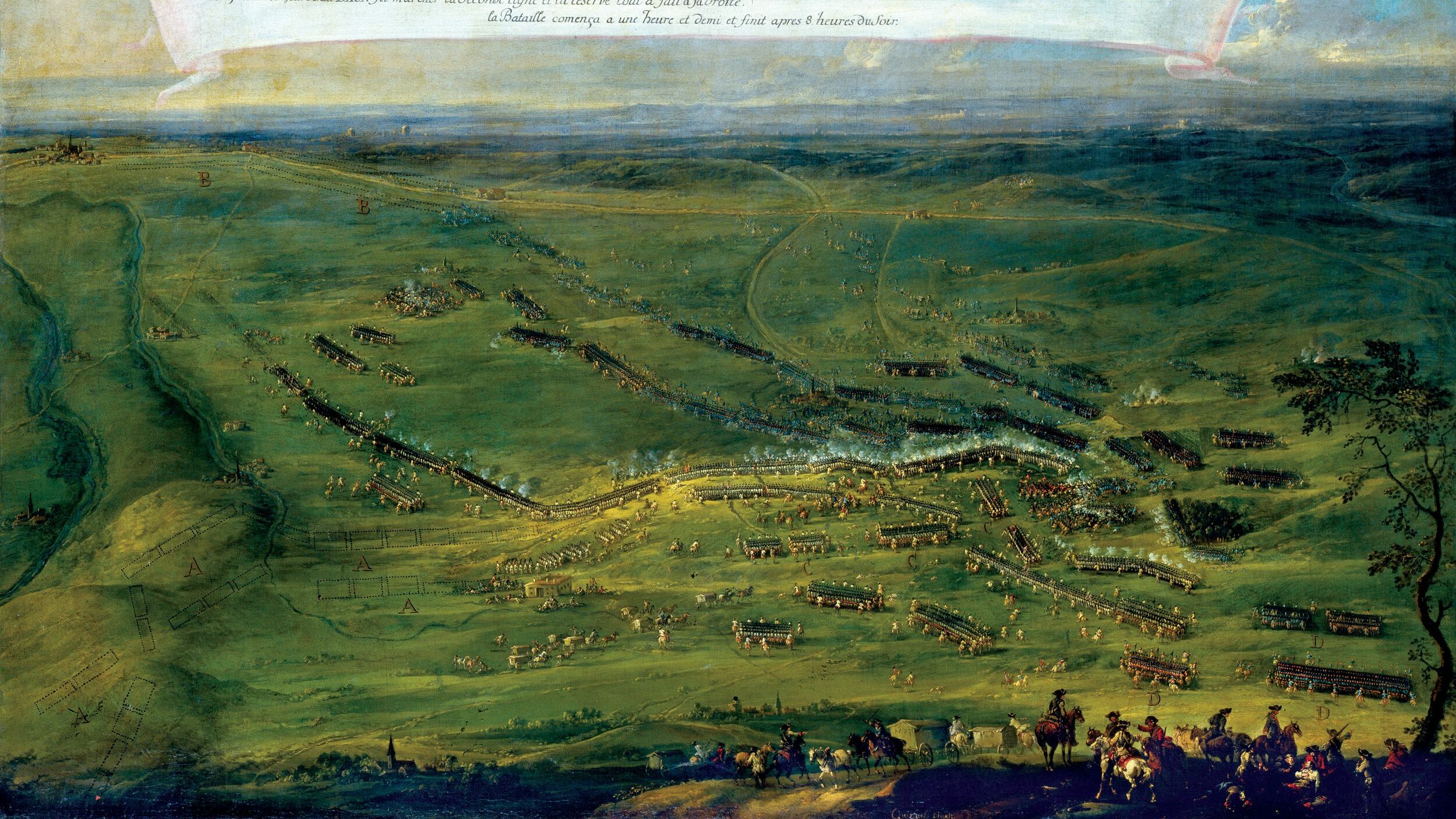 A bird’s eye view of the Battle of Kolin, painted shortly after the fighting, shows the perfect formations the well-trained Prussians maintained on the battlefield.