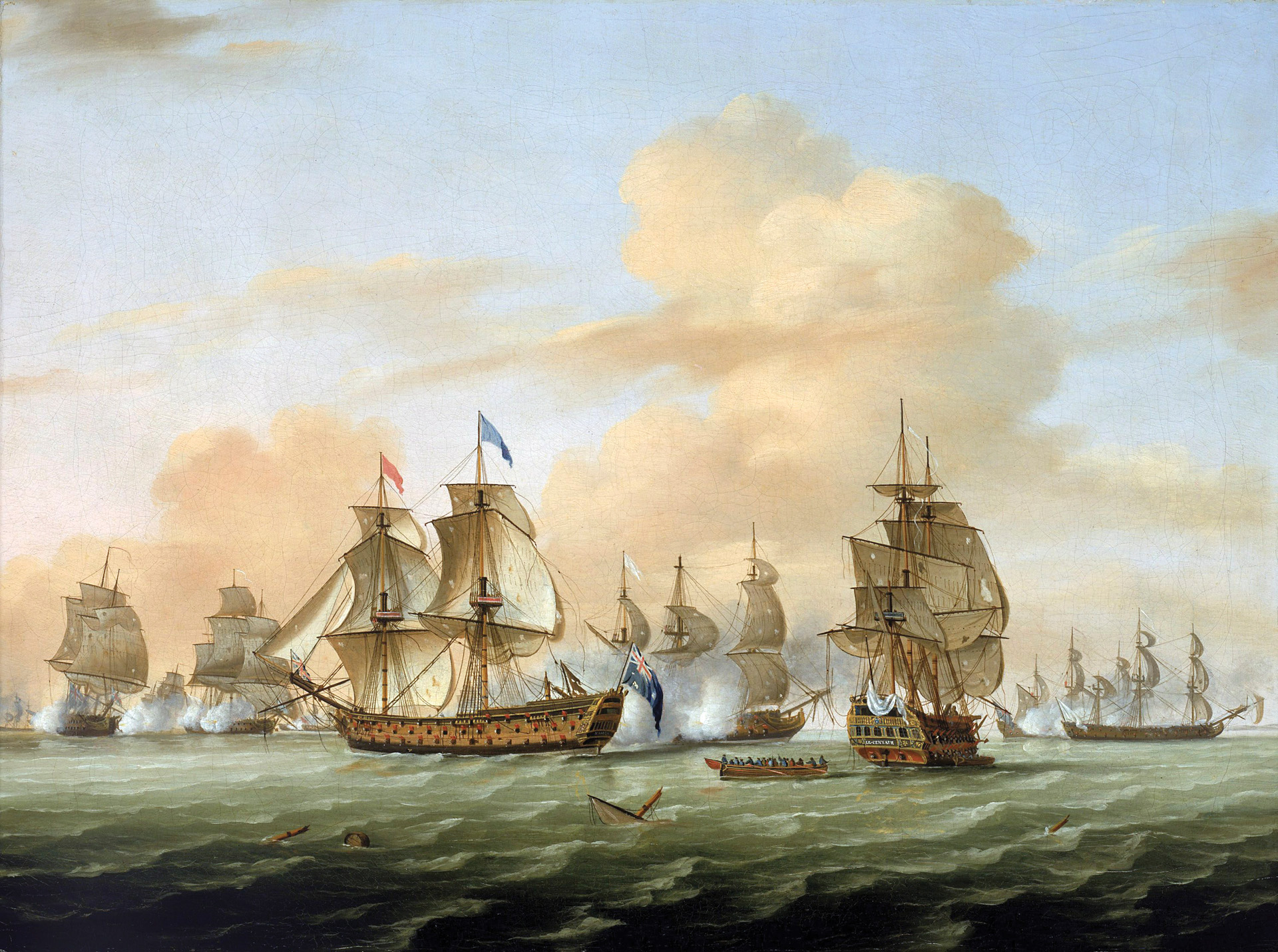 The British fleet caught the French Mediterranean fleet in August 1759 as it sailed north to join the Atlantic fleet in Brest. The ensuing Battle of Lagos cost the French five ships of the line and jeopardized a planned invasion of the British Isles.