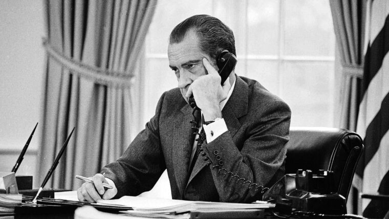 Nixon at work in the Oval Office. Pentagon leaders made sure that if they received unusual military orders from the president they would be evaluated properly.