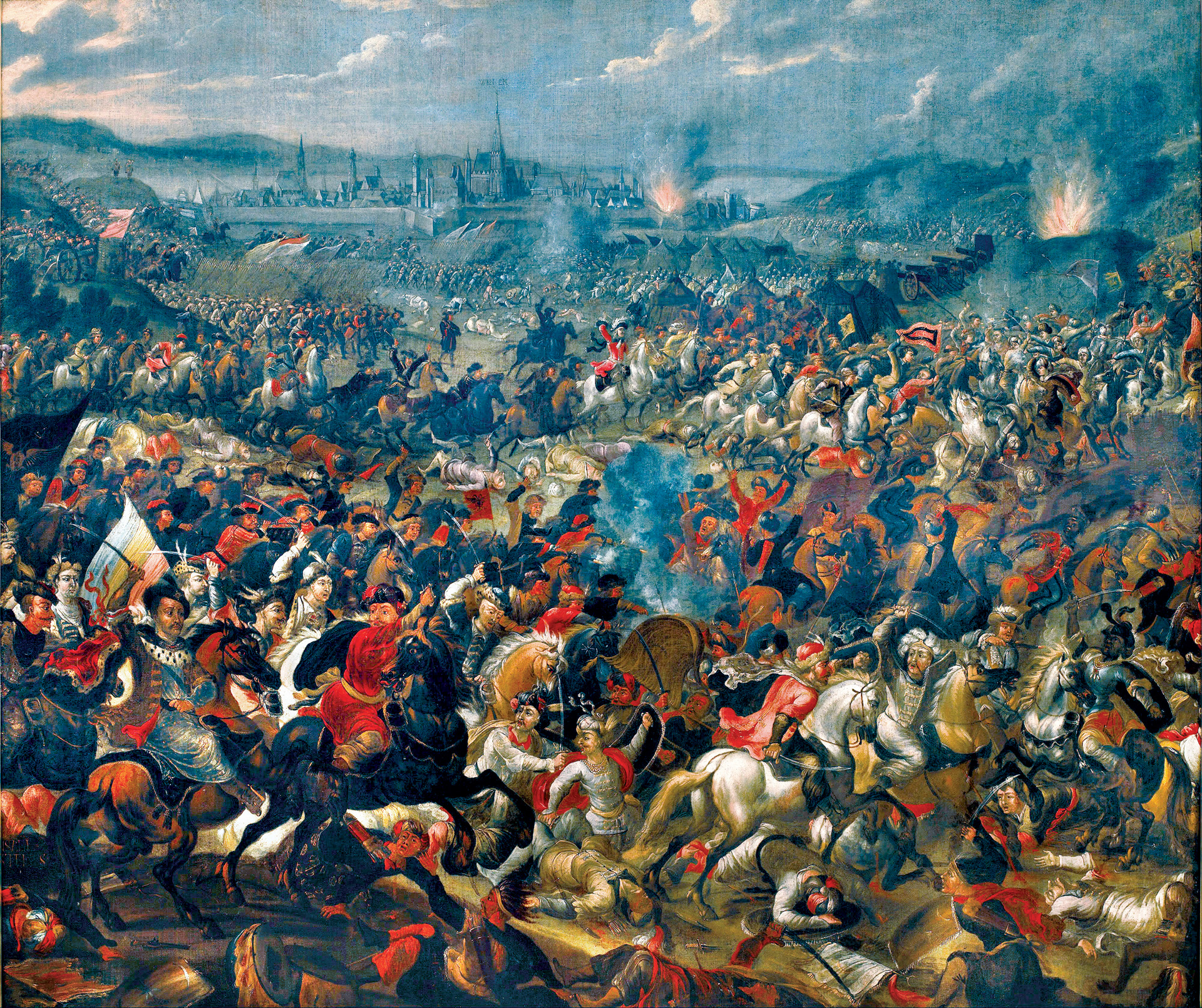 Because of his past successes fighting the Turks, Polish King Jan Sobieski was given overall command of the Holy League's forces tasked with relieving Vienna from the besieging Ottoman army in 1683. During the climactic day-long battle on September 12, the Husaria charged into the enemy camp, routing the Turks.