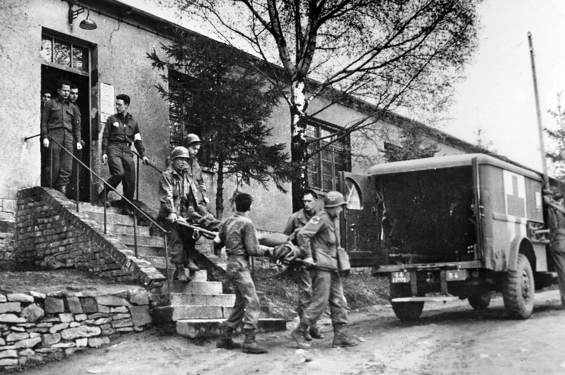 Once Stalag IX-B at Bad Orb was liberated in April 1945, many of the prisoners, on the verge of death, needed to be transported in ambulances to military hospitals to receive proper medical treatment.