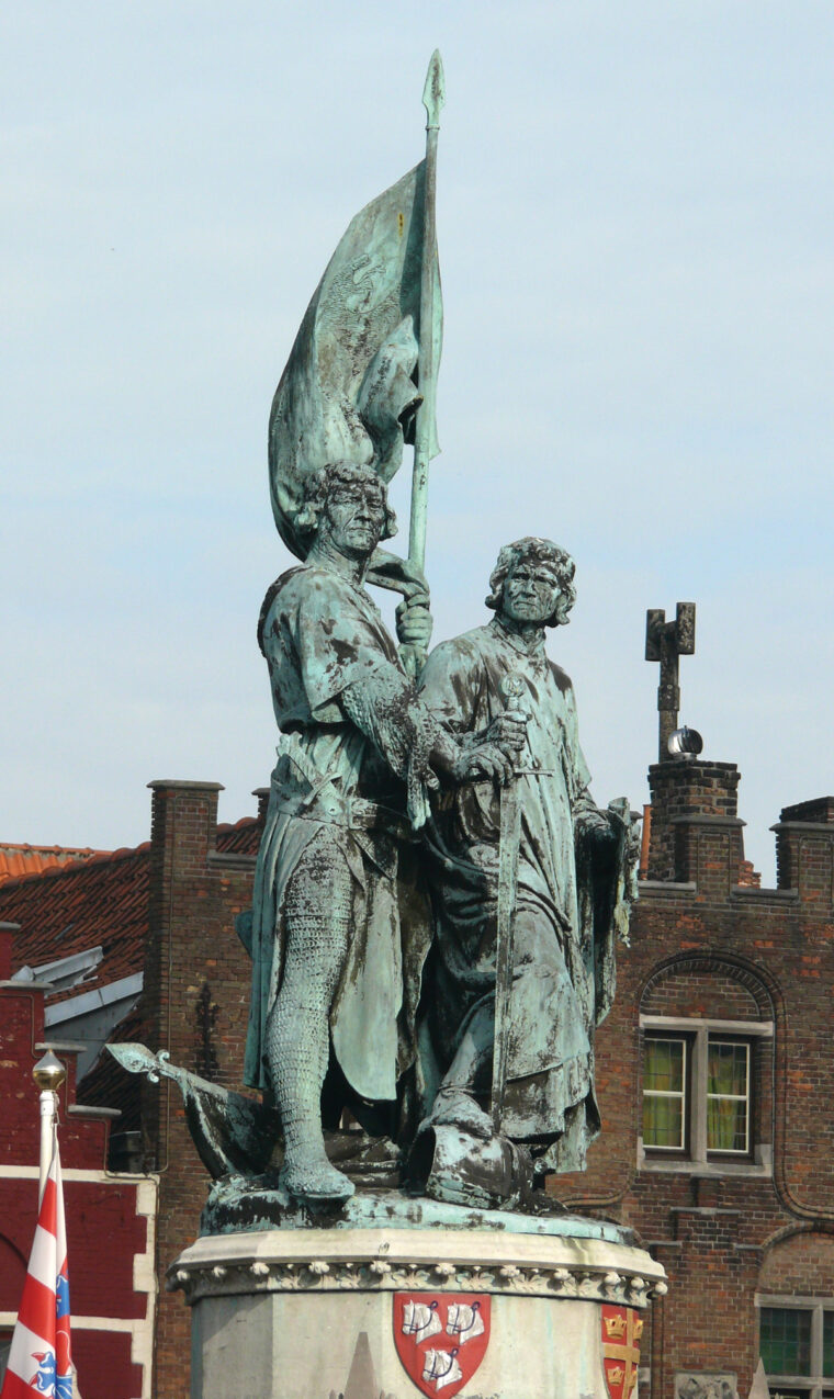 Guildsmen Pieter de Coninck and Jan Breydel led the Bruges Matins uprising in May 1302 and fought at Courtrai.