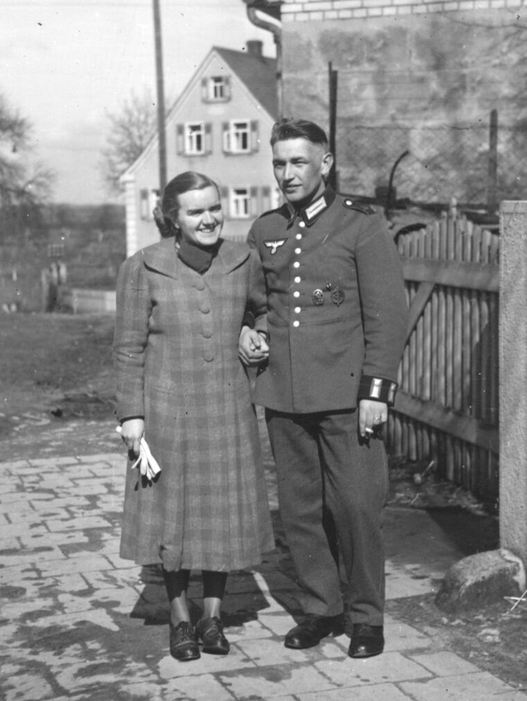 Karl and Mädi shown at home during one of his brief furloughs, spring 1940.